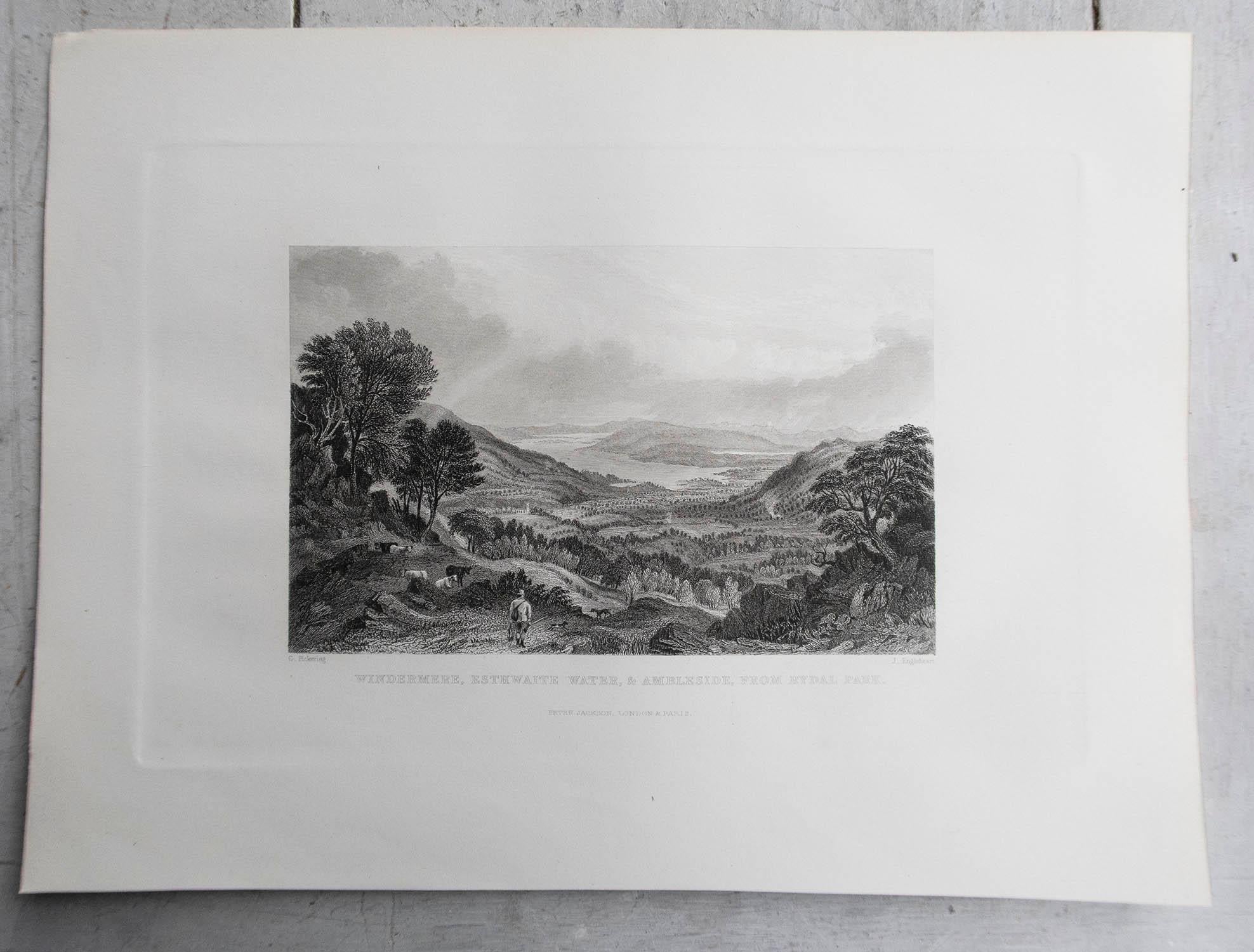 Conjunto de 12 Grabados Antiguos Originales del Distrito de los Lagos Inglés, circa 1830 Otro