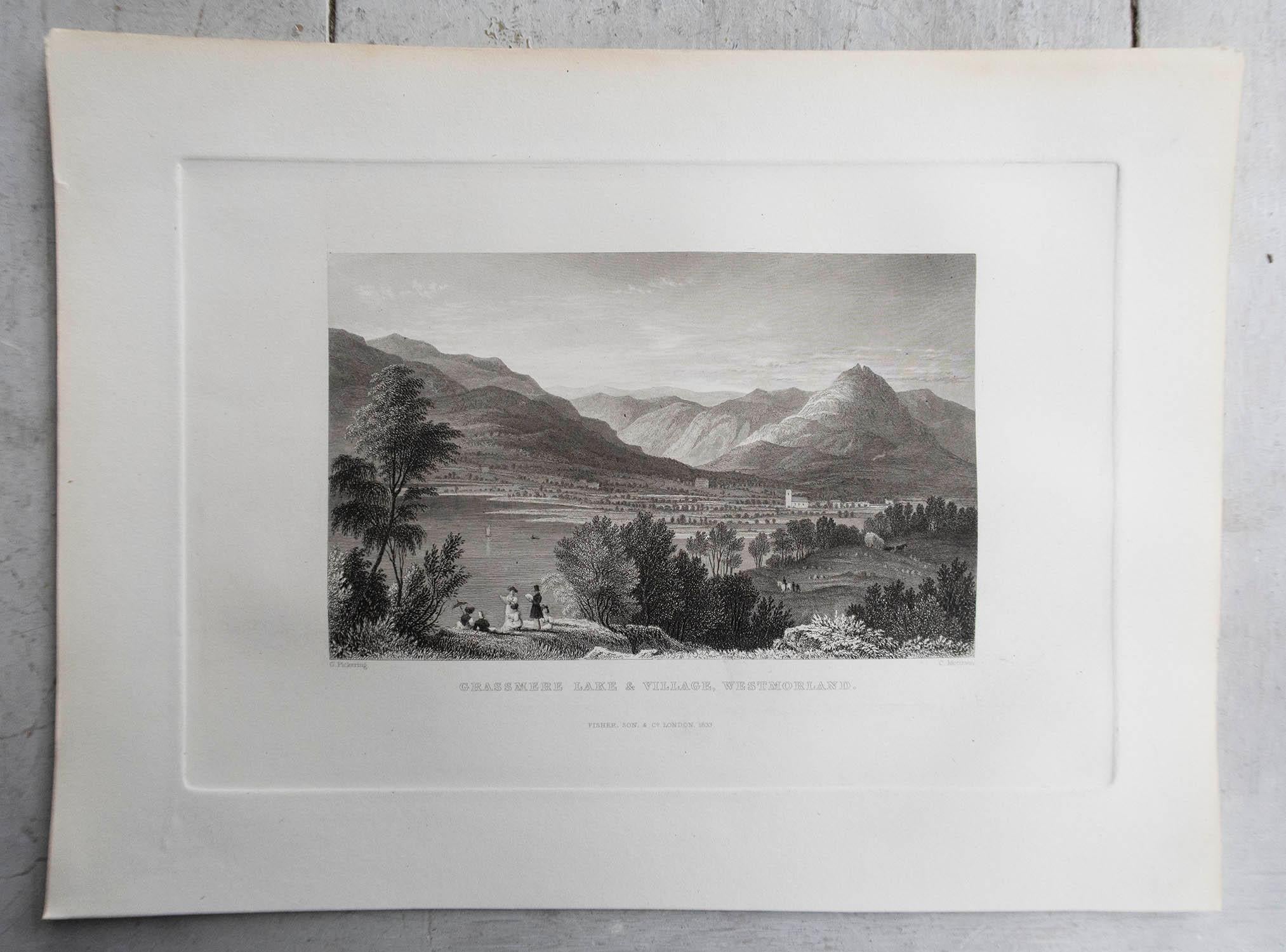 Conjunto de 12 Grabados Antiguos Originales del Distrito de los Lagos Inglés, circa 1830 3