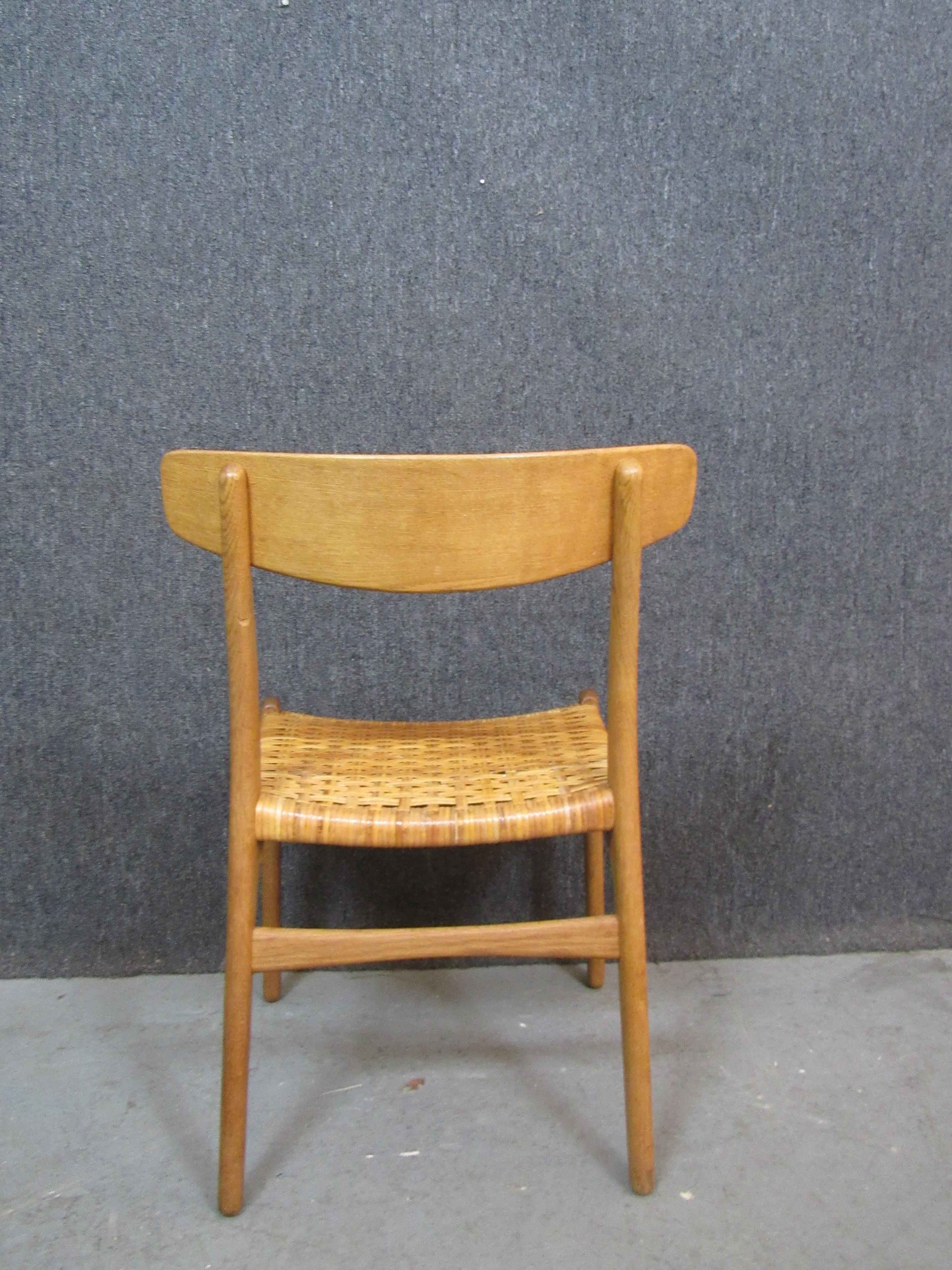 Wicker Set of 8 Original Hans Wegner Oak CH23 Chairs by Carl Hansen & Son For Sale