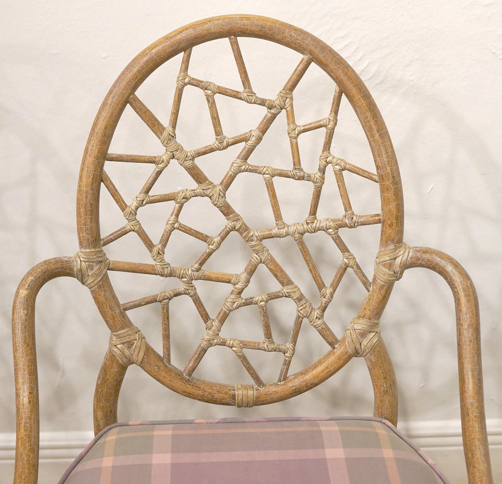 Late 20th Century Set of 8 Original McGuire “Cracked Ice” Arm Chairs