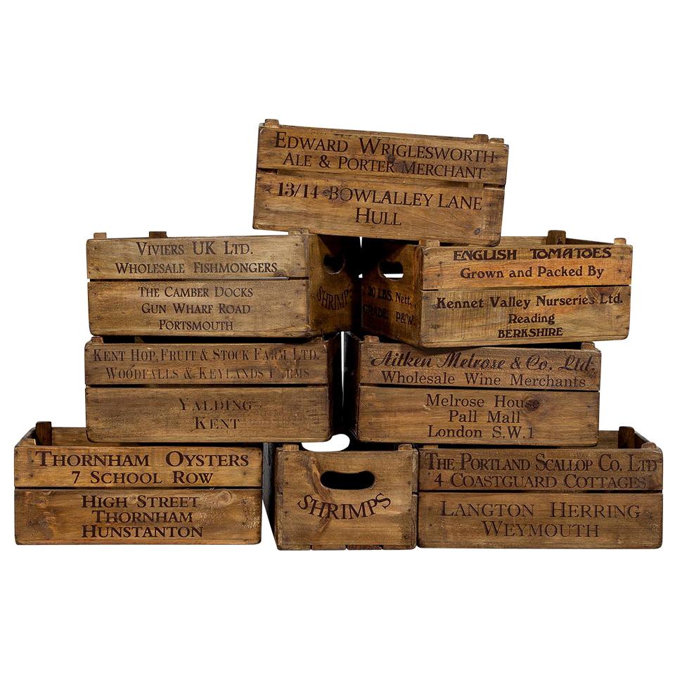 Set of 8 Original Old Wooden Decorative Boxes For Sale