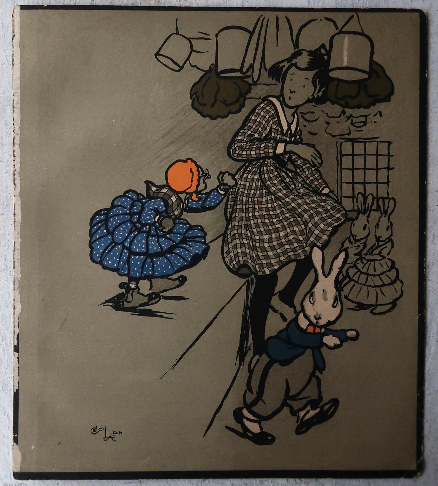 English Set of 8 Original Vintage Prints After Cecil Aldin, Dogs and Rabbits, C.1920 For Sale