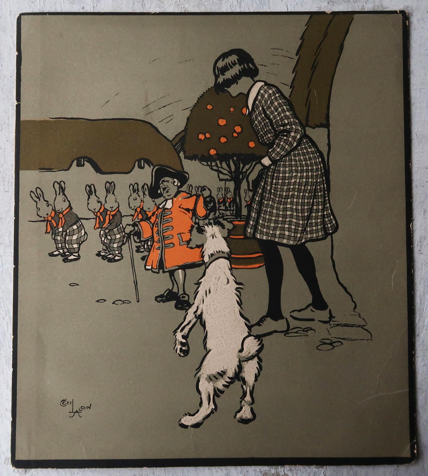 Ensemble de 8 estampes vintage originales d'après Cecil Aldin, chiens et lapins, vers 1920 en vente 2