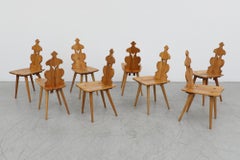 Set of 8 Ornate Brutalist Tyrolean Style Chairs