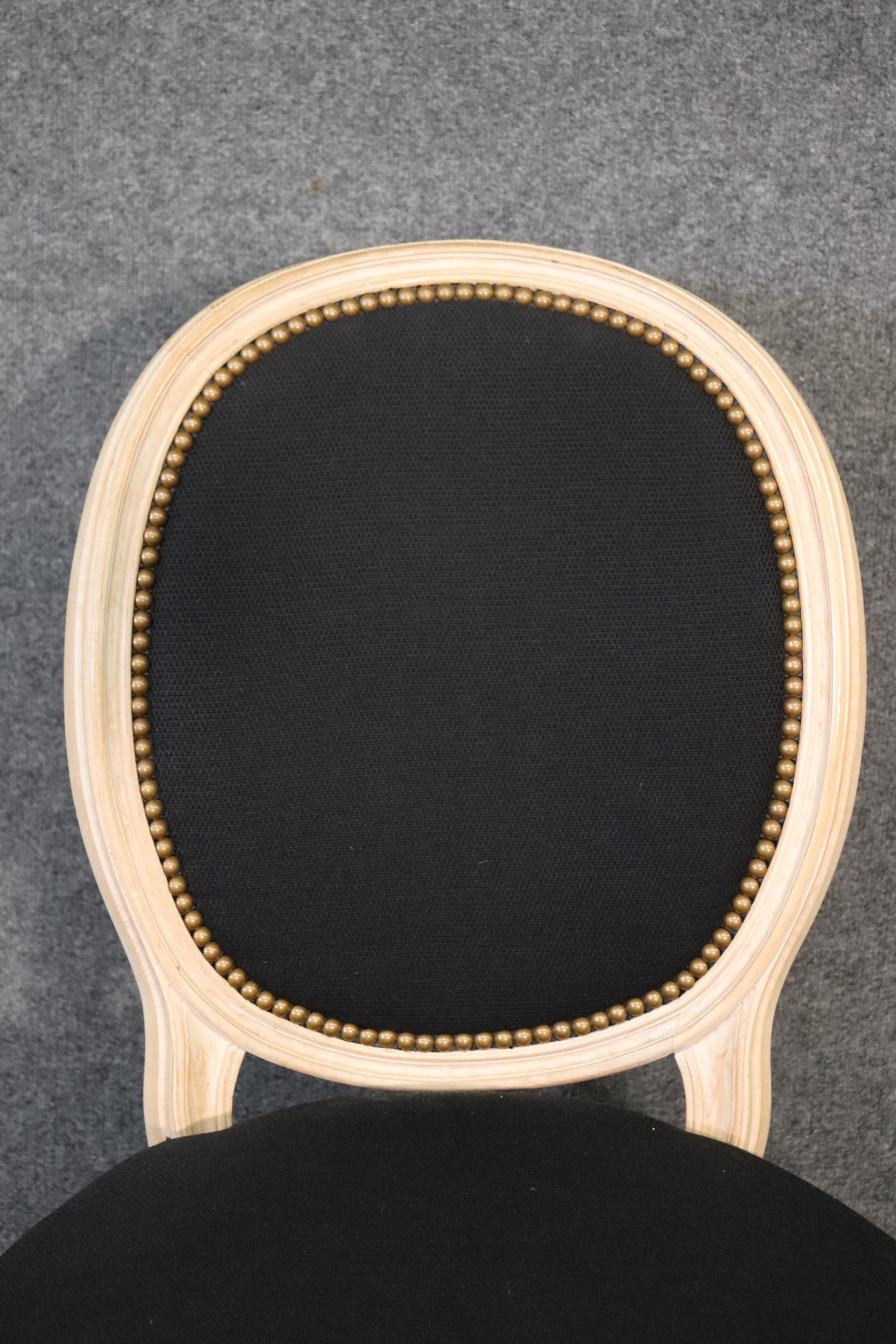 Set of 8 Oval Back French Louis XVI Style Limed Walnut Dining Chairs 7