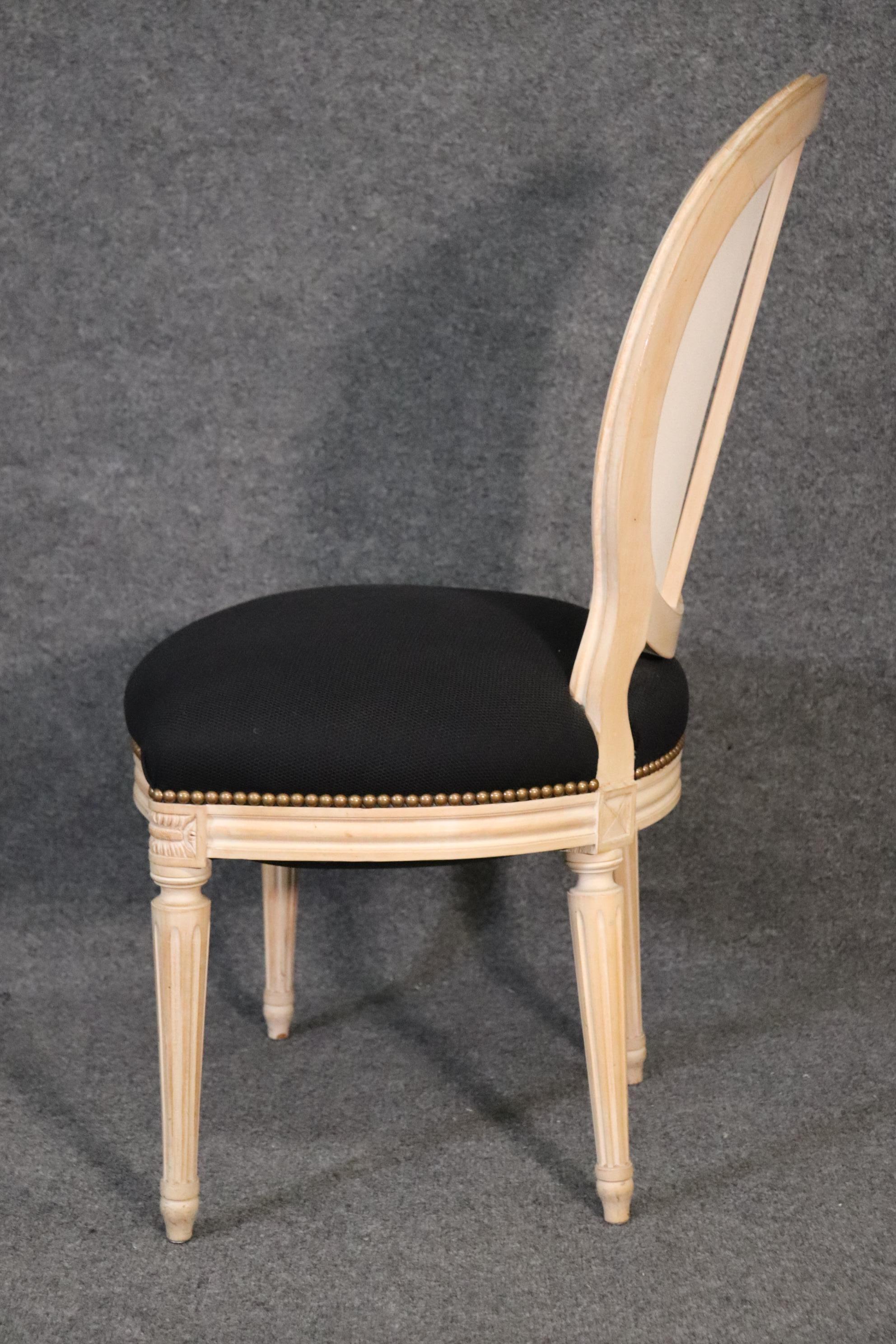 Set of 8 Oval Back French Louis XVI Style Limed Walnut Dining Chairs 4