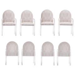 Used Set of 8 Pace Dining Armchairs in Ivory Crocodile Leatherette , circa 1970s