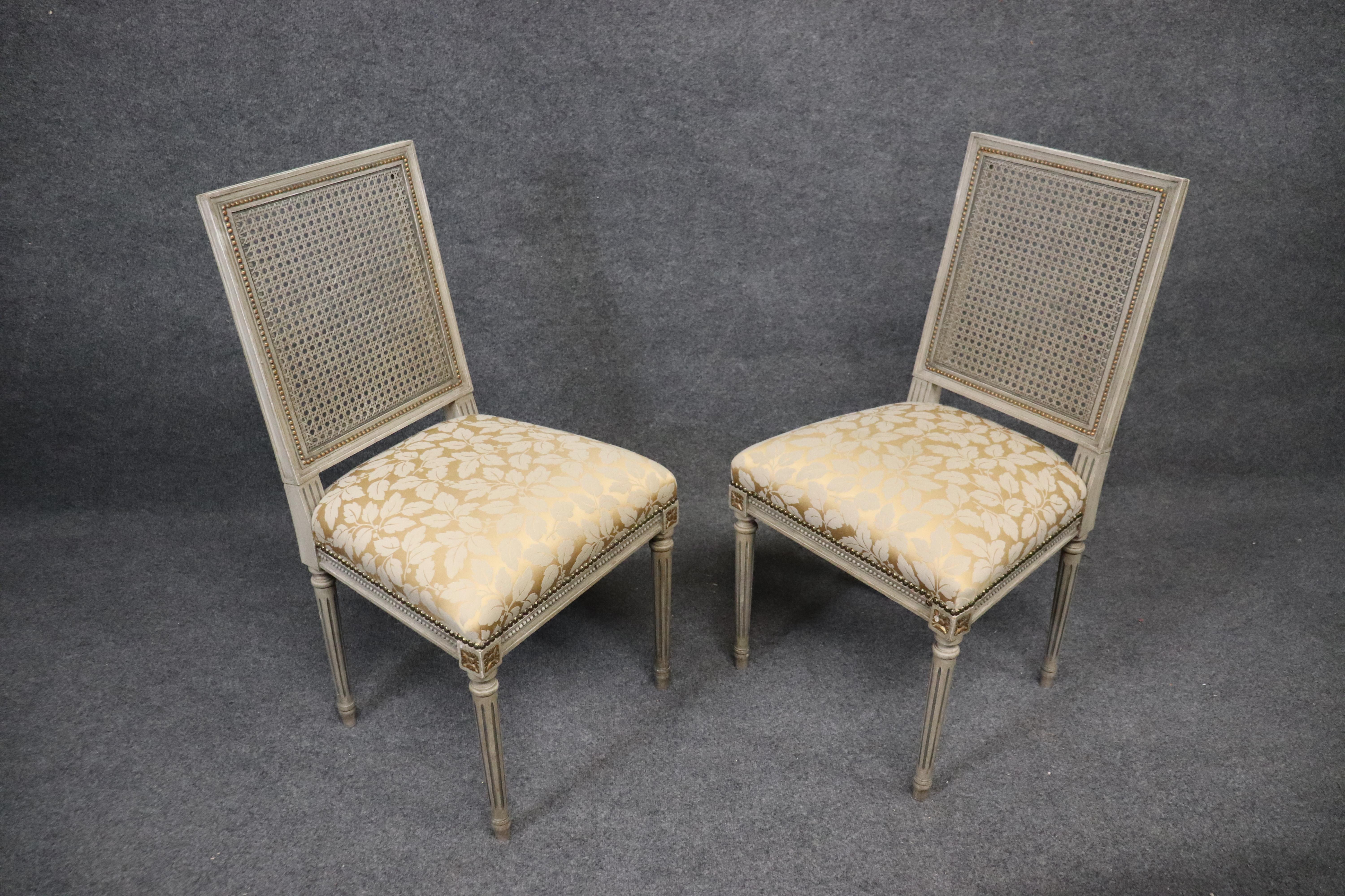 Set of 8 Paint Decorated French Louis XVI Cane Back Dining Chairs, circa 1920s 7