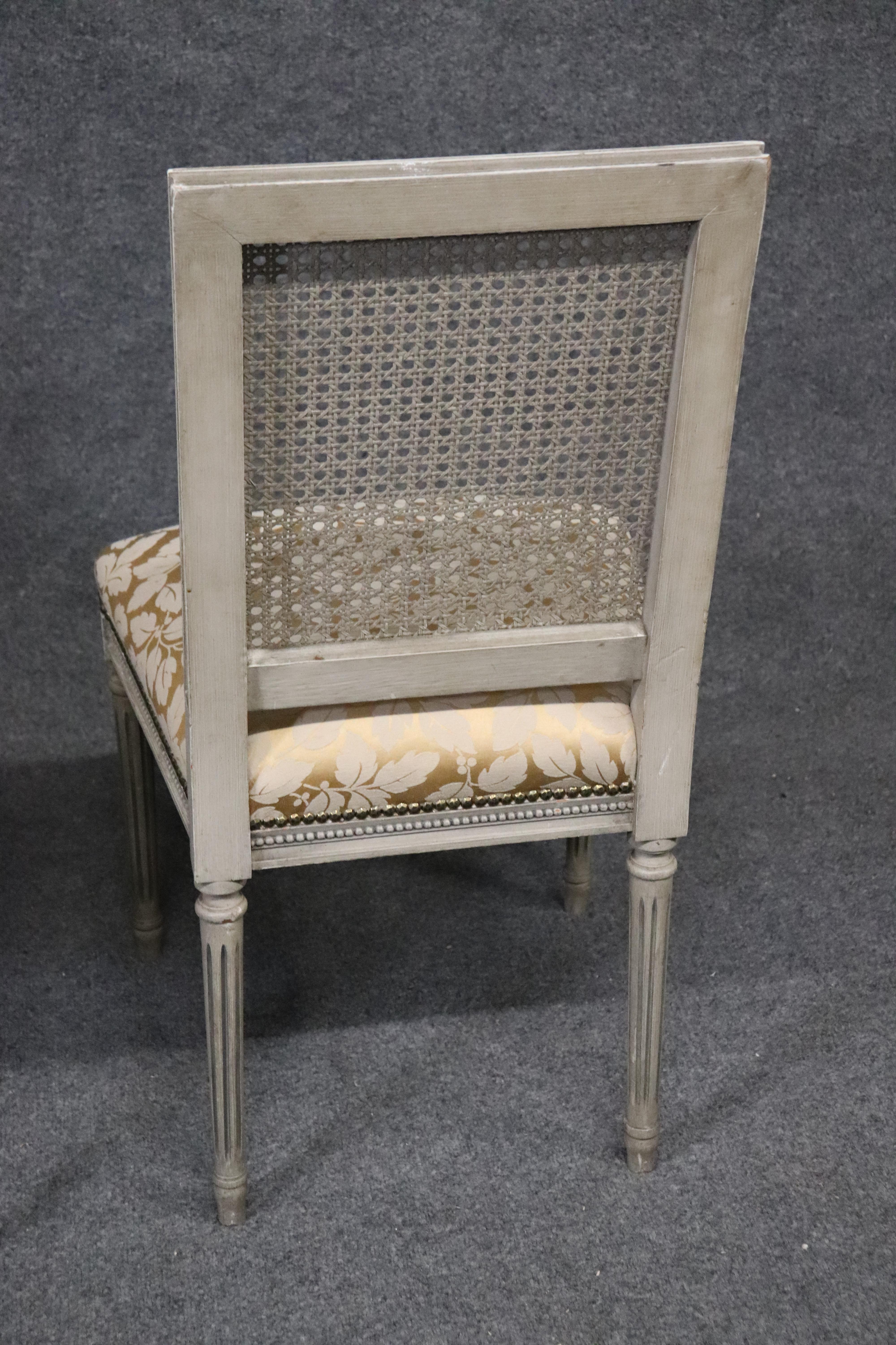 Set of 8 Paint Decorated French Louis XVI Cane Back Dining Chairs, circa 1920s 9