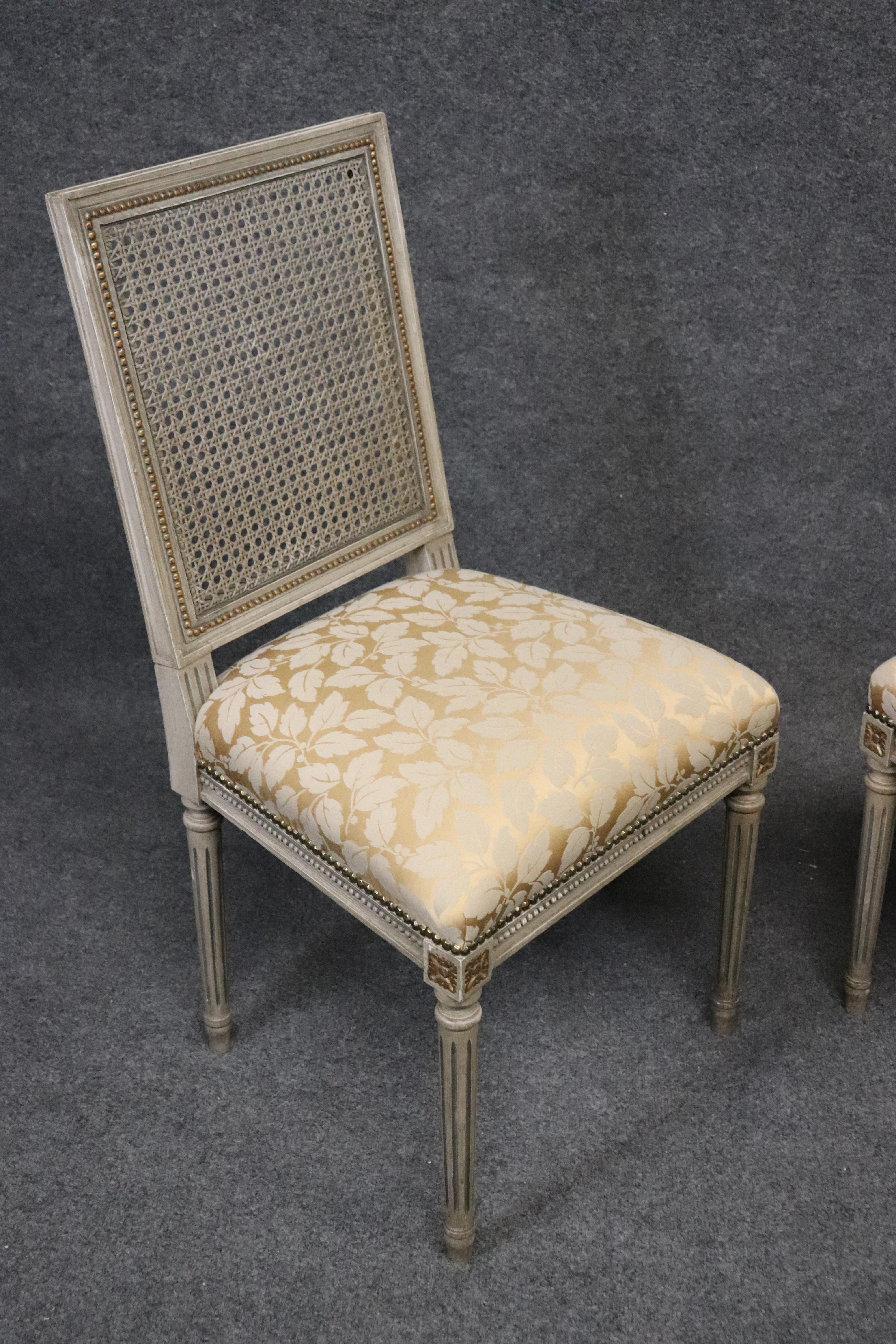 Set of 8 Paint Decorated French Louis XVI Cane Back Dining Chairs, circa 1920s 10