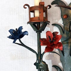 Set of 8 Painted Floral Sconces, Sold in Pairs
