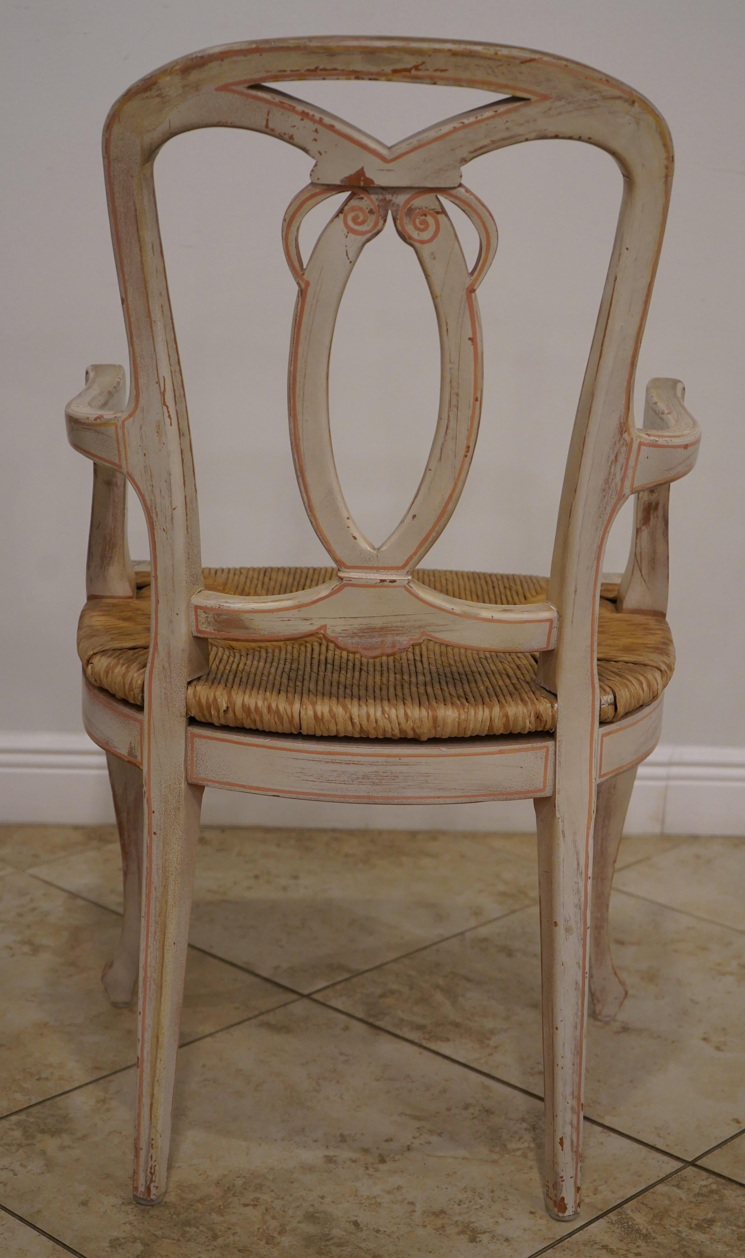 Conjunto de 8 Sillas Sentadas Pintadas de Estilo French Rococo Provincial en venta 4