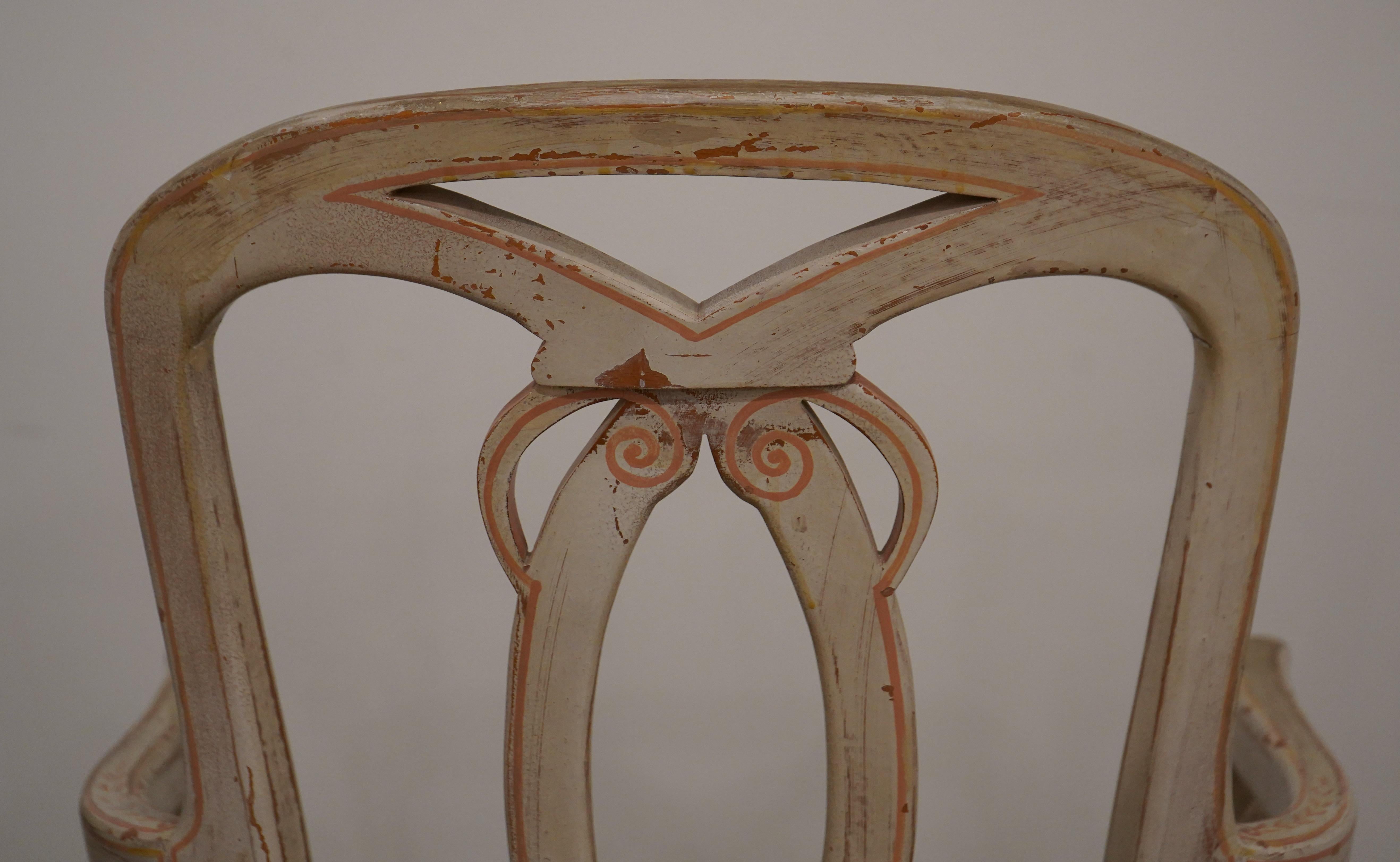 Conjunto de 8 Sillas Sentadas Pintadas de Estilo French Rococo Provincial en venta 5