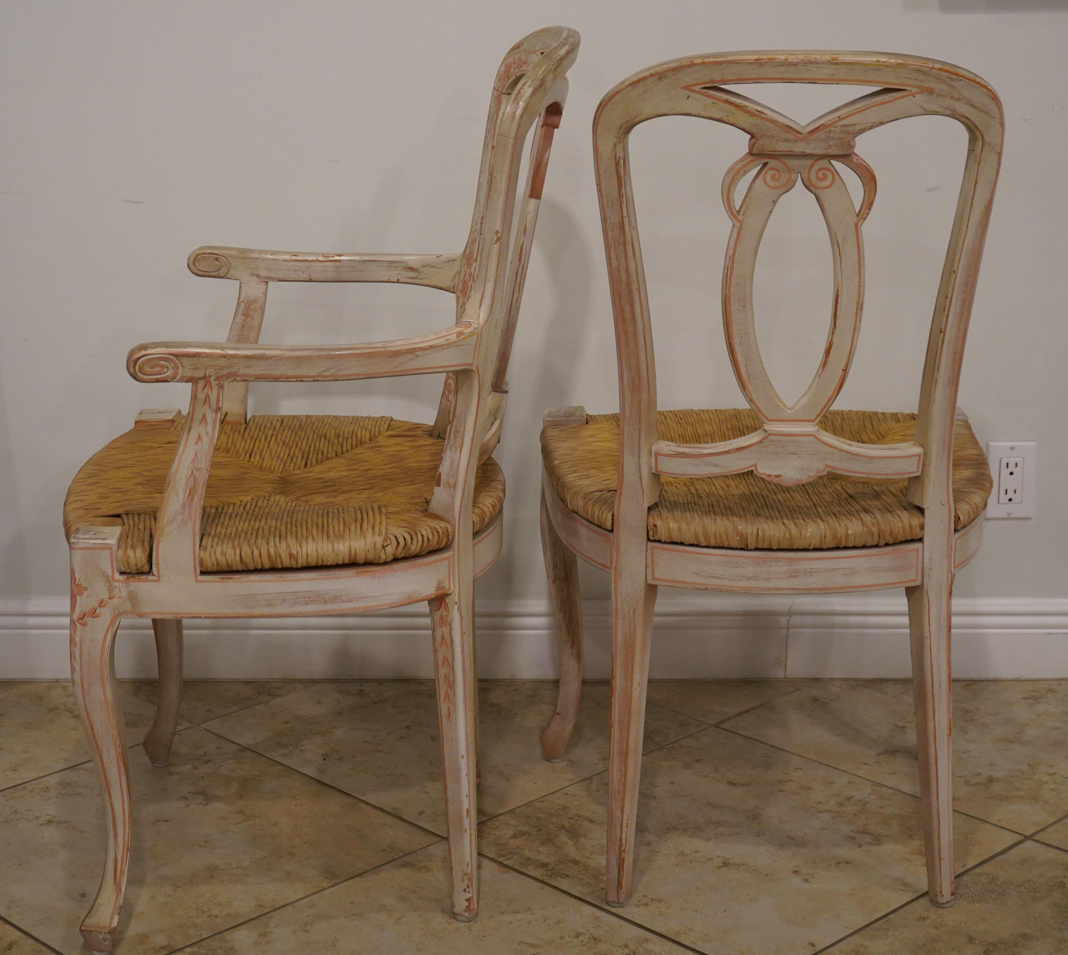 Conjunto de 8 Sillas Sentadas Pintadas de Estilo French Rococo Provincial en venta 6