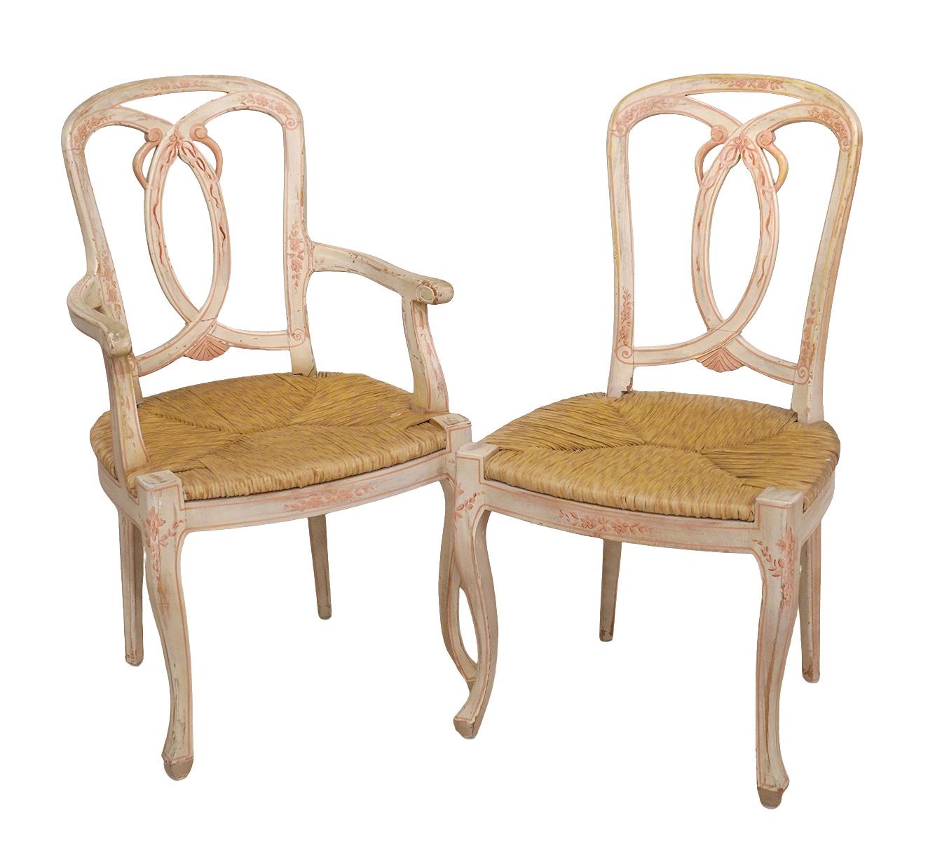 Conjunto de 8 Sillas Sentadas Pintadas de Estilo French Rococo Provincial

Usado, Buen estado, Ver todas las fotos para obtener los detalles más precisos sobre el estado y el aspecto.

Dimensiones: 39 Pulgadas Altura x 19 Pulgadas Altura Asiento x