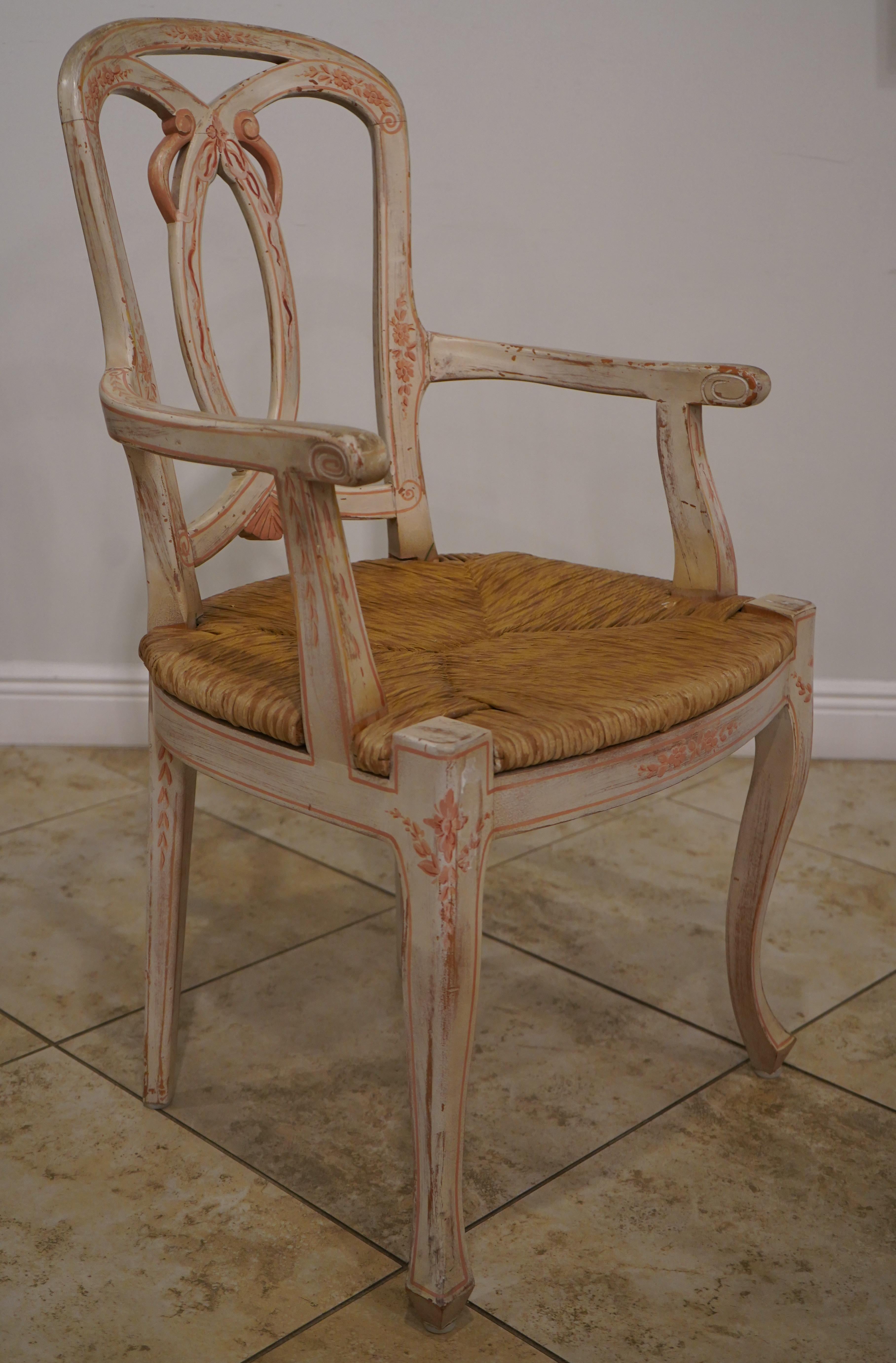 Conjunto de 8 Sillas Sentadas Pintadas de Estilo French Rococo Provincial en venta 2