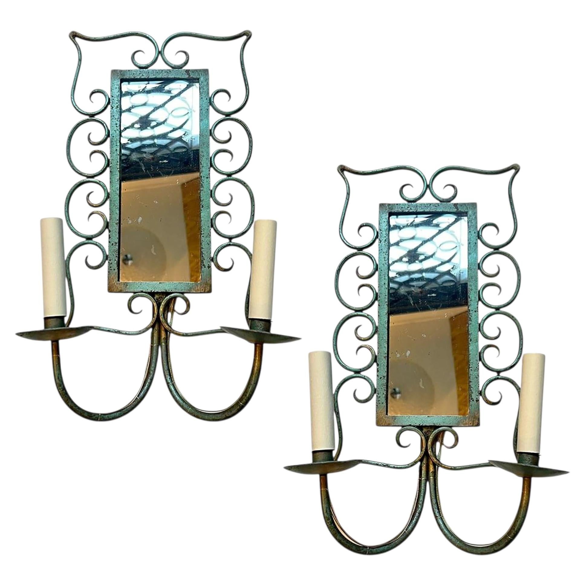 Set of 8 Painted Iron Sconces. Sold per Pair. For Sale