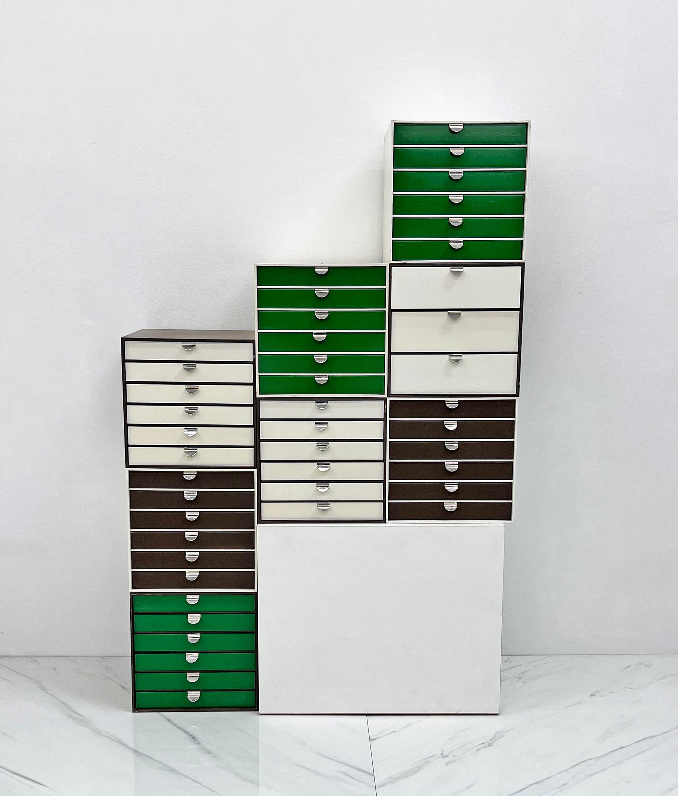 Set of 8 Palaset Stackable Modular Wall Unit Cabinets, Ristomatti Ratia, 1970's 1