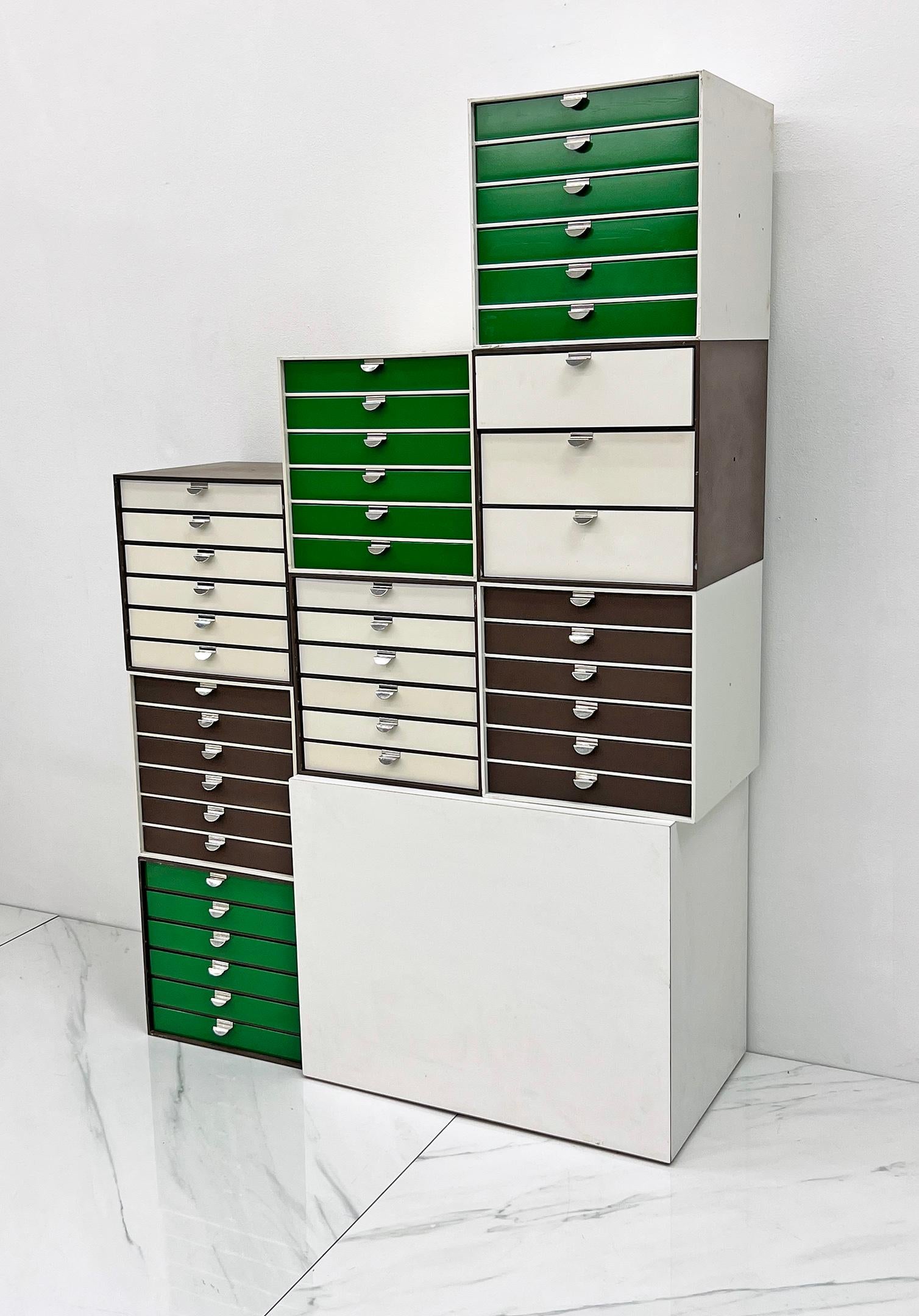 Set of 8 Palaset Stackable Modular Wall Unit Cabinets, Ristomatti Ratia, 1970's 2