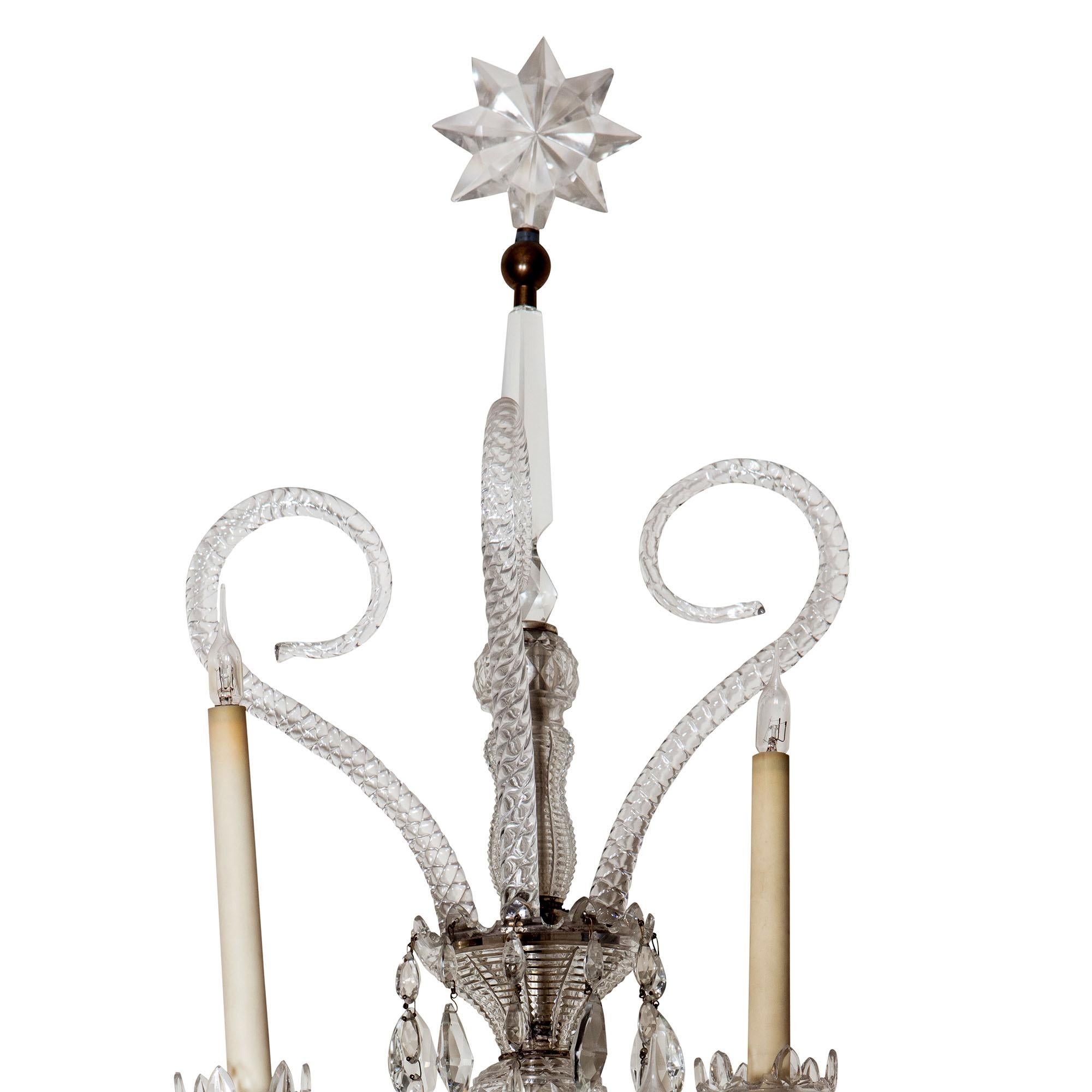 A Pair of Palatial 19th Century Cut Glass Five-Light Wall Lights For Sale 1