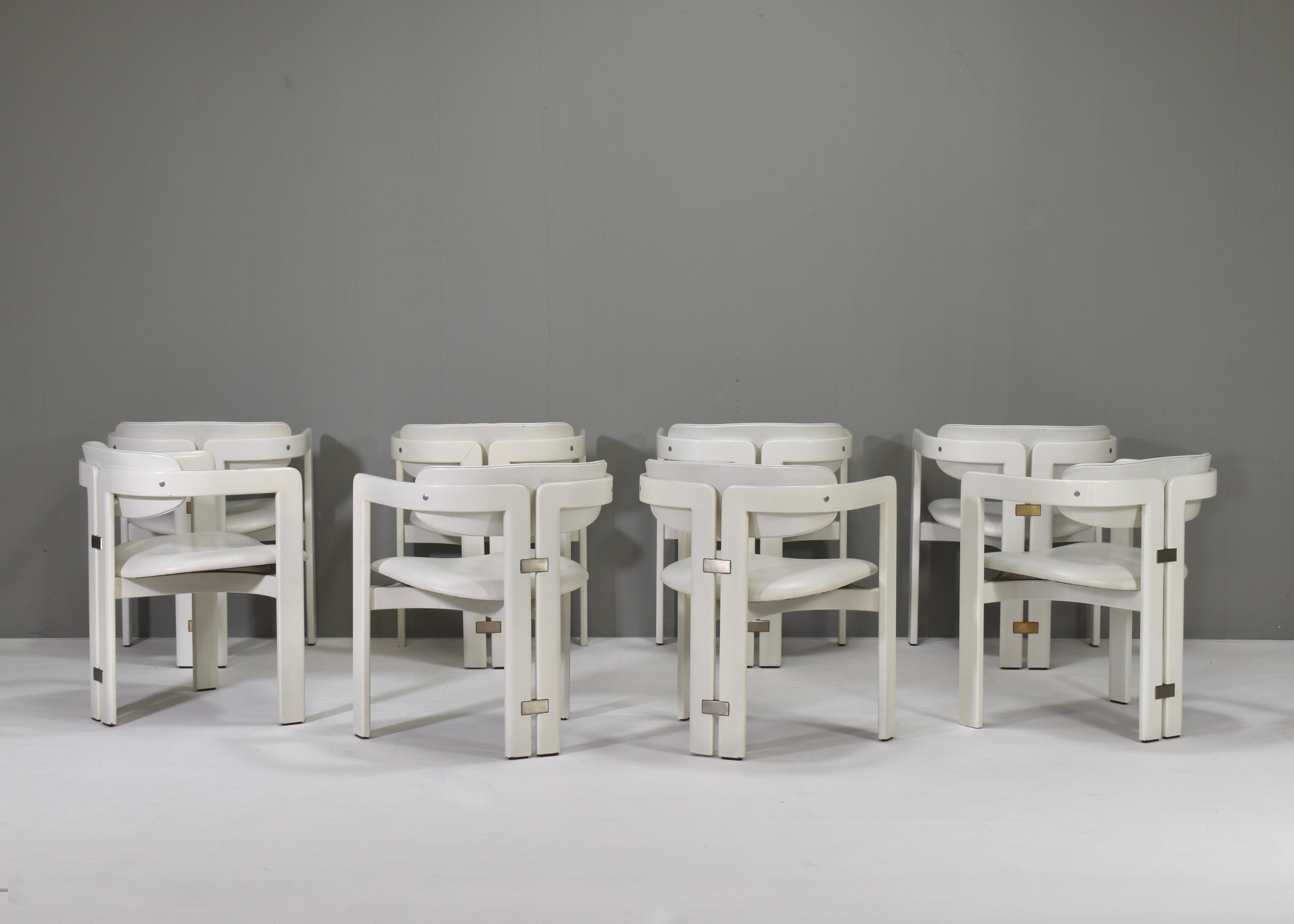 Set of 8 Pamplona Chairs in Leather by Augusto Savini for POZZI - Italy, 1965 In Good Condition For Sale In Pijnacker, Zuid-Holland