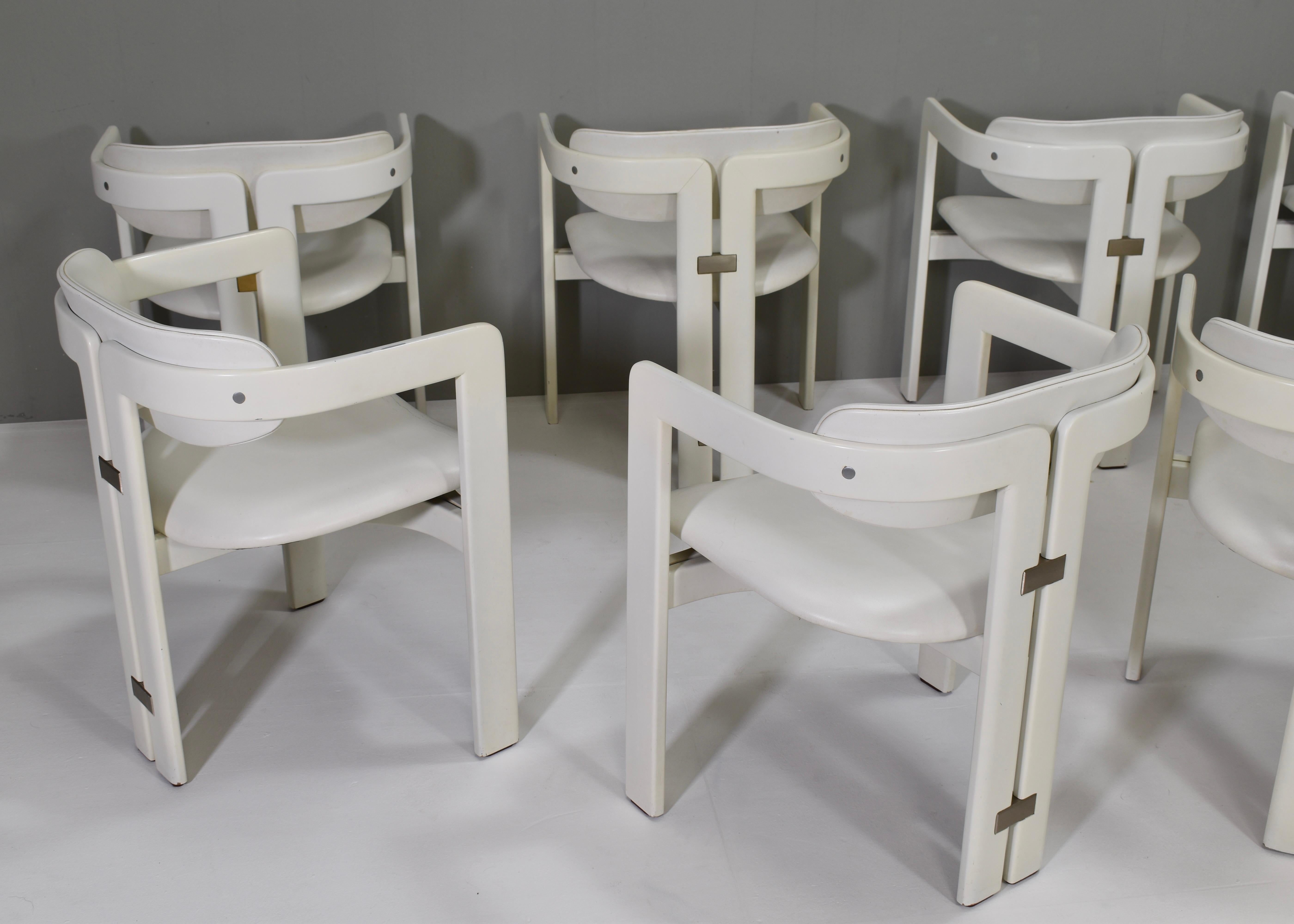 Mid-20th Century Set of 8 Pamplona Chairs in Leather by Augusto Savini for POZZI - Italy, 1965 For Sale