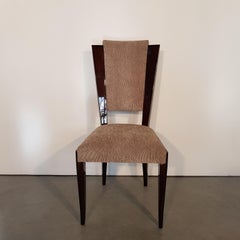 Set of 8 Pieces French Art Deco Dark Walnut Dining Chairs
