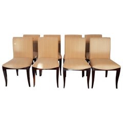 Set of 8 Pieces French Art Deco Dark Walnut Dining Chairs