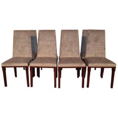 Set of 8 Pieces French Art Deco Upholstered Walnut Dining Chairs