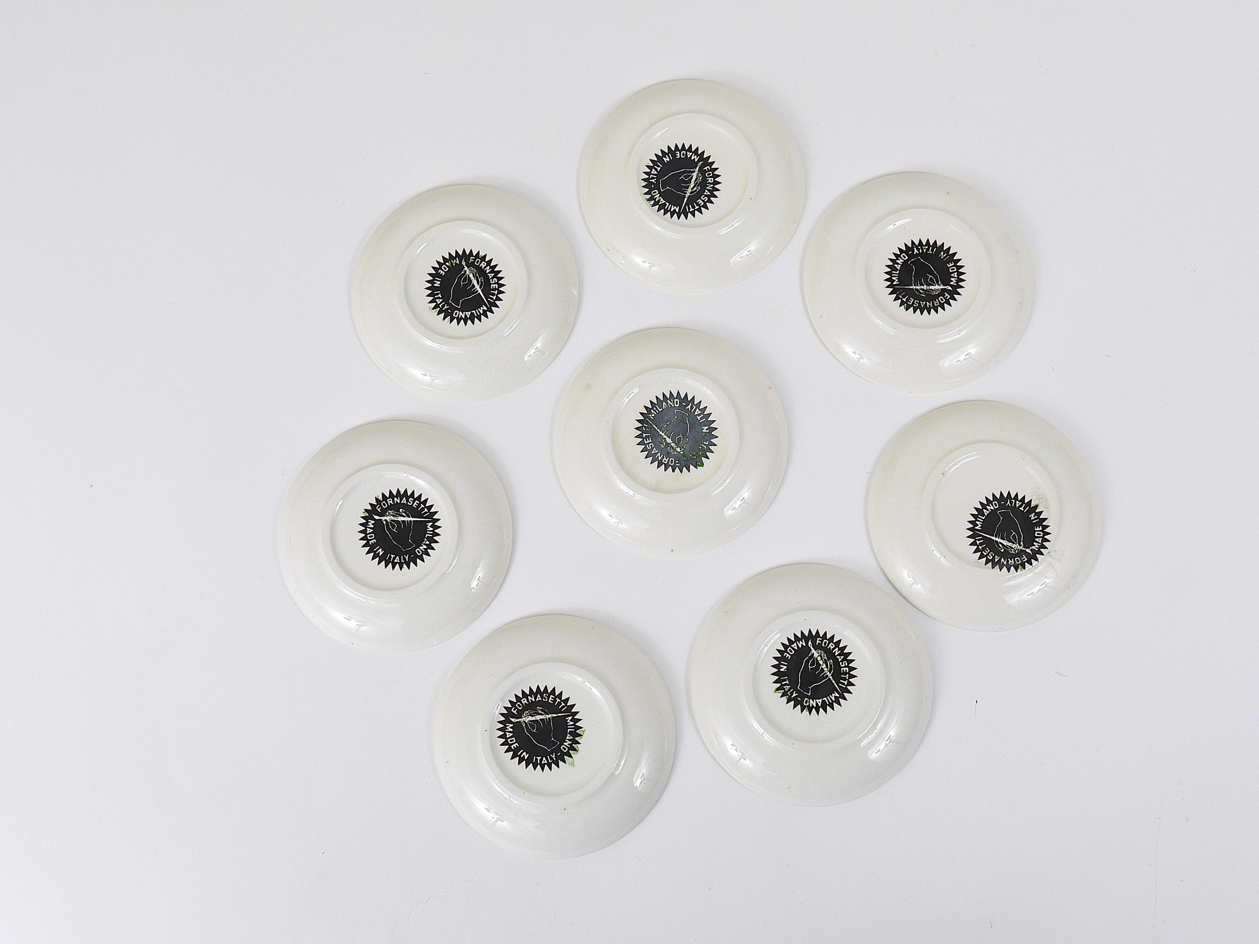 Set of 8 Piero Fornasetti Animal Money Porcelain Coasters / Small Plates, Italy 7