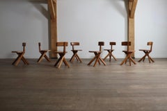 Set Of 8 Pierre Chapo S34 Chairs France 1970s