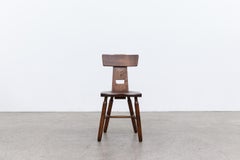 Set of 8 Pierre Chapo Style Brutalist T-Back Dining Chairs