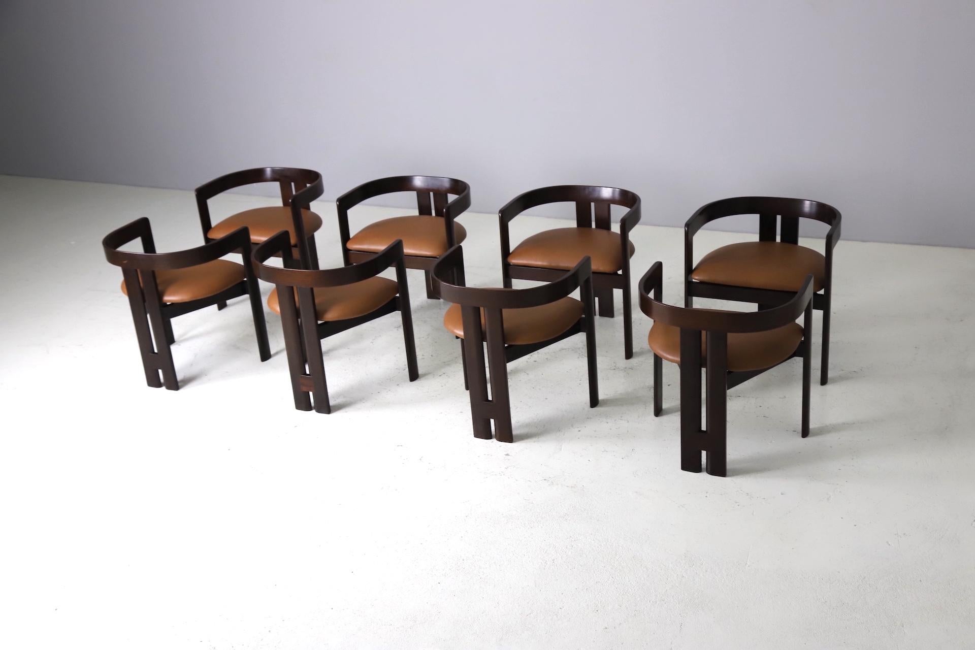 Italian Set of 8 'Pigreco' dining chairs by Tobia Scarpa for Gavina, Italy 1960s For Sale