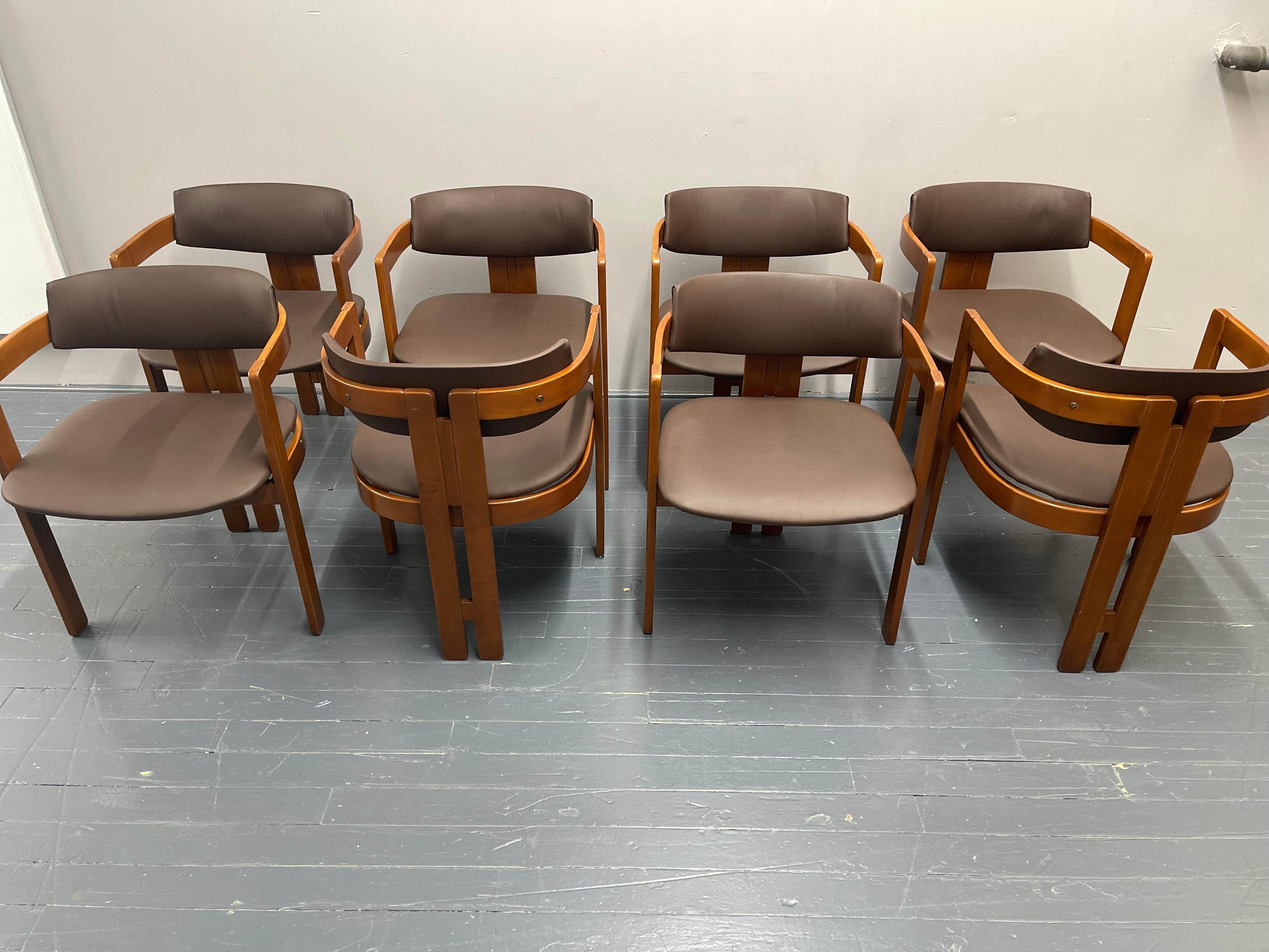 Mid-Century Modern Set of 8 Pigreco Dining Chairs Design Tobia Scarpa for Gavina, 1970s