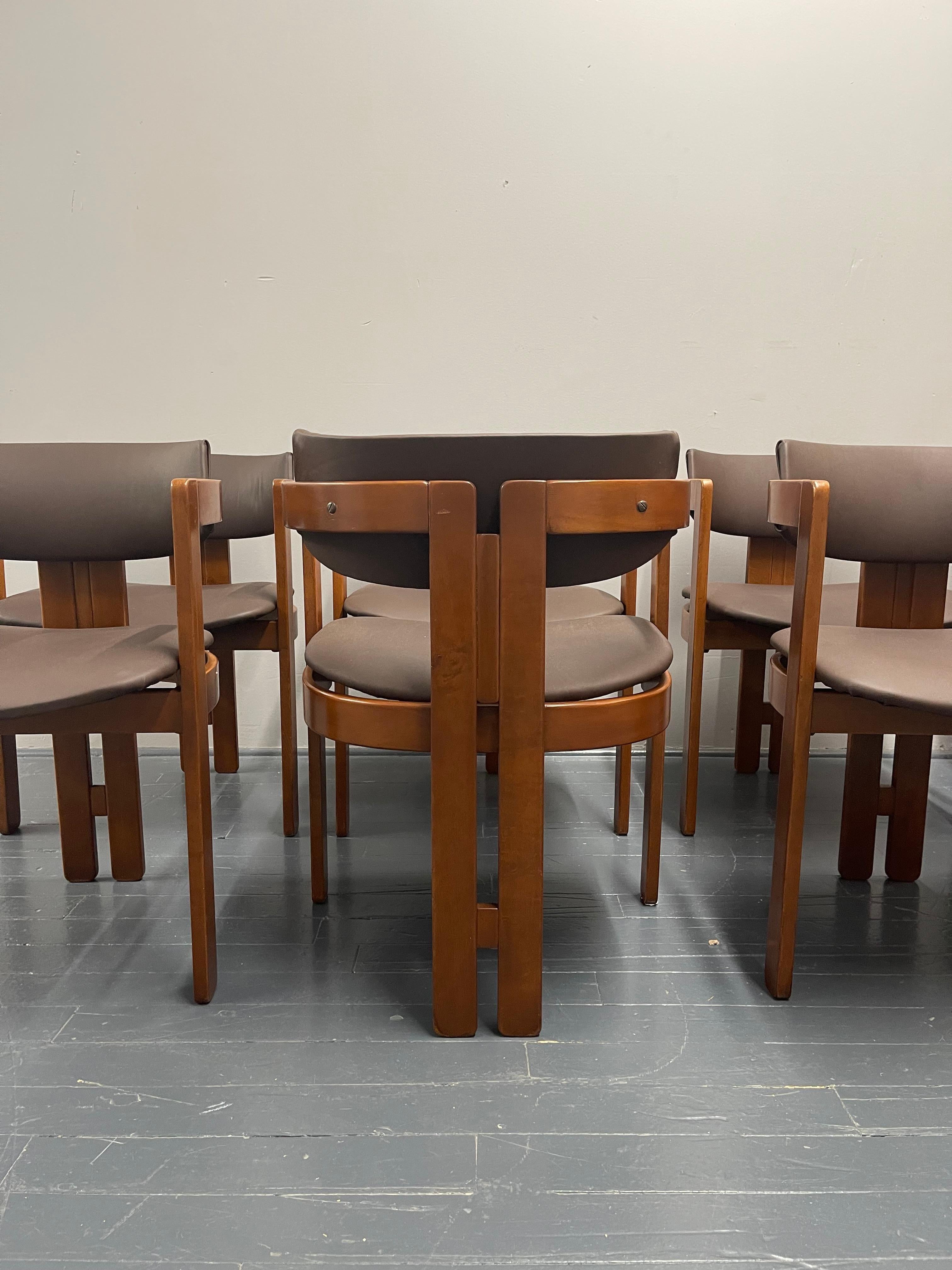 Italian Set of 8 Pigreco Dining Chairs Design Tobia Scarpa for Gavina, 1970s