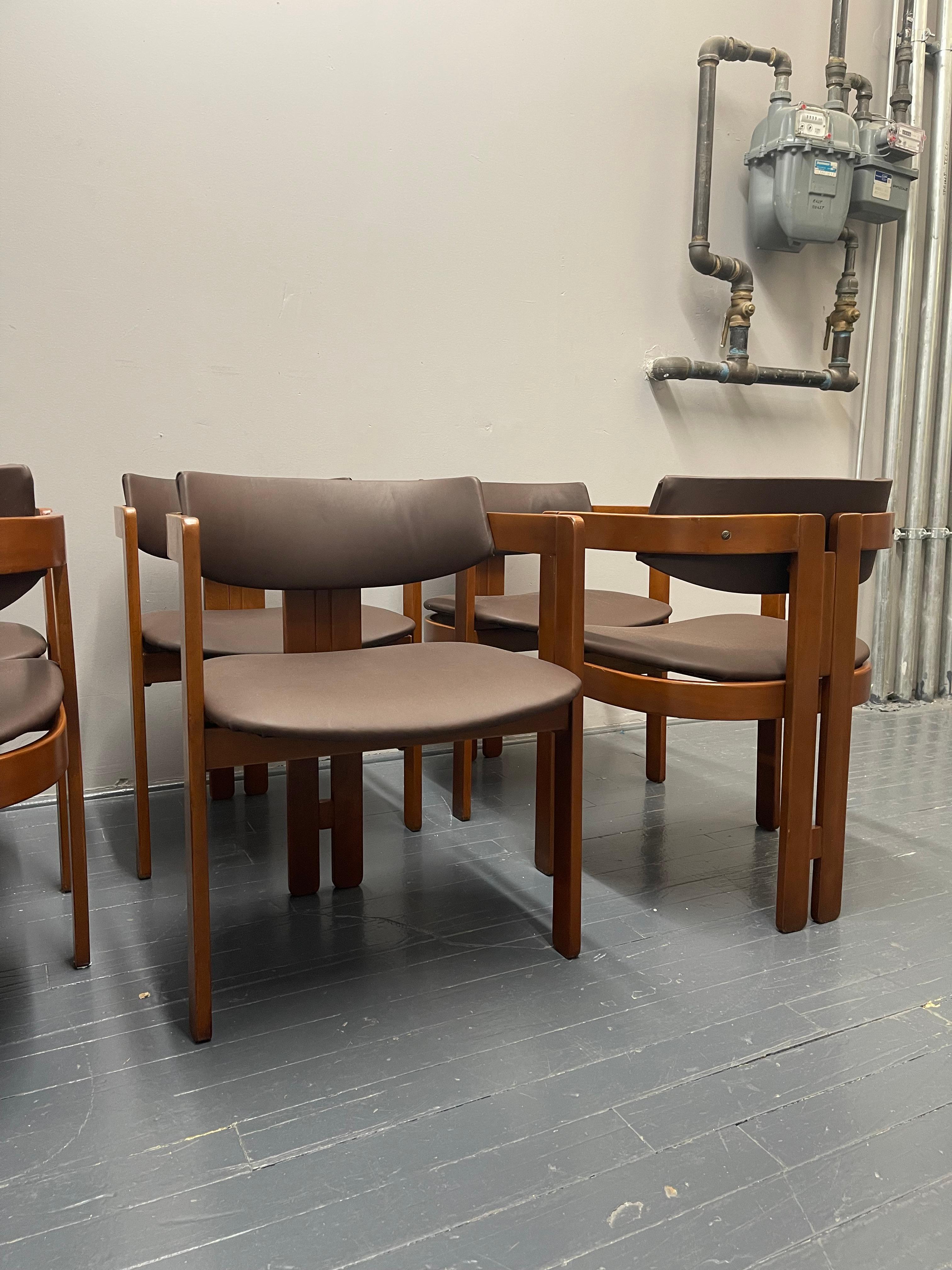 Set of 8 Pigreco Dining Chairs Design Tobia Scarpa for Gavina, 1970s In Good Condition In Jersey City, NJ