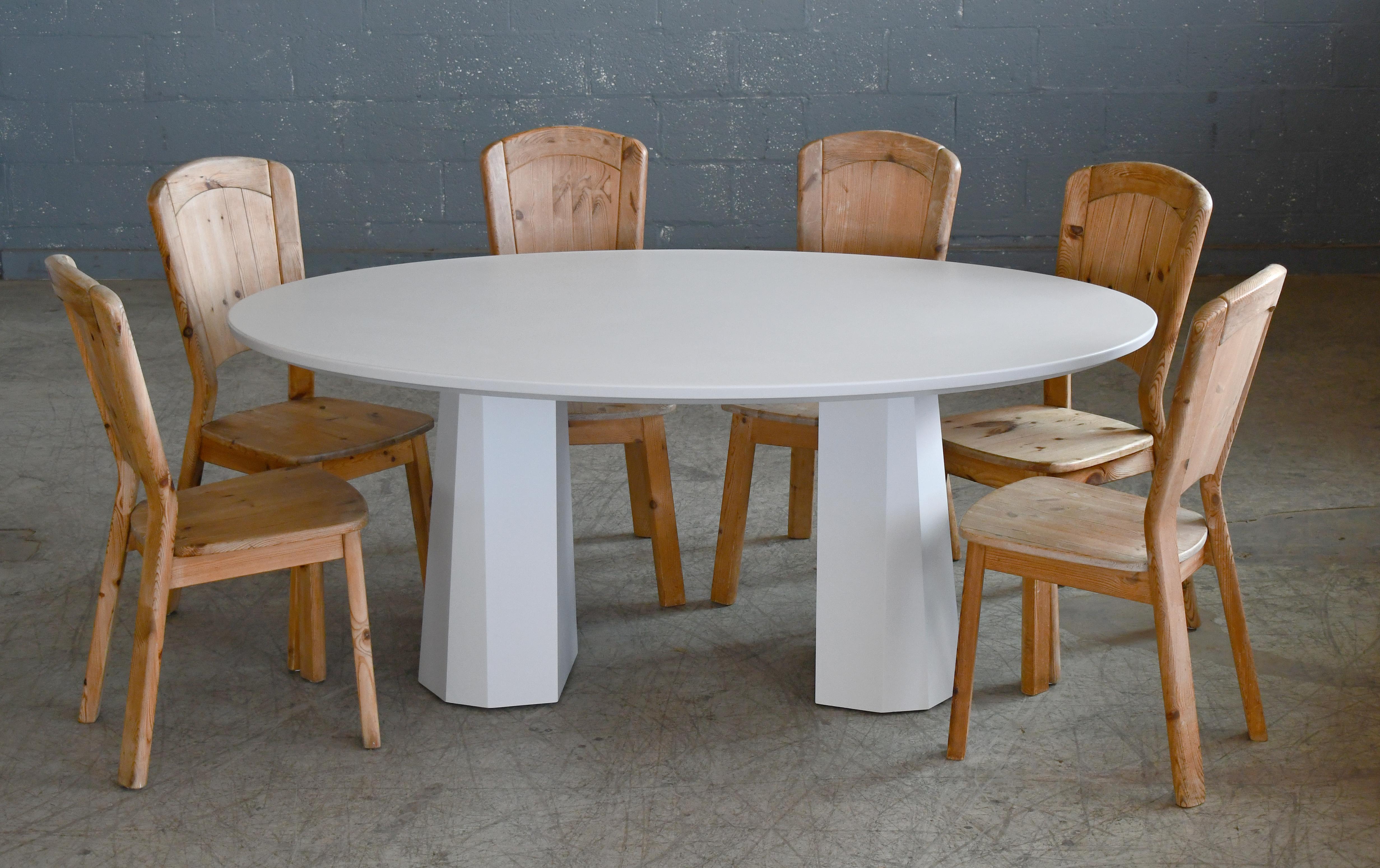 Mid-Century Modern Set of 8 Pine Dining Chairs in the Style of Axel Einar-Hjorth, Carl Malmsten