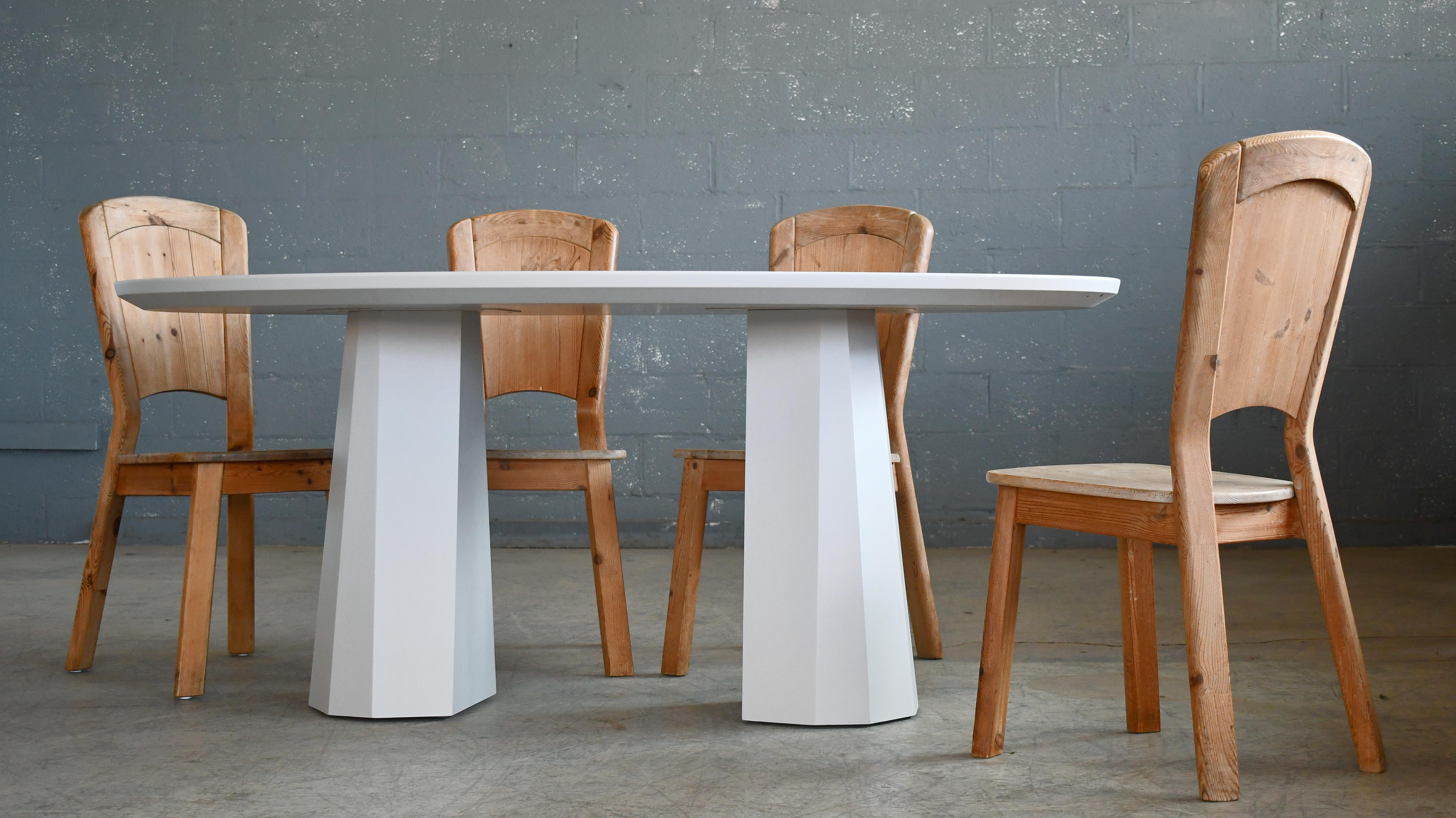 Late 20th Century Set of 8 Pine Dining Chairs in the Style of Axel Einar-Hjorth, Carl Malmsten