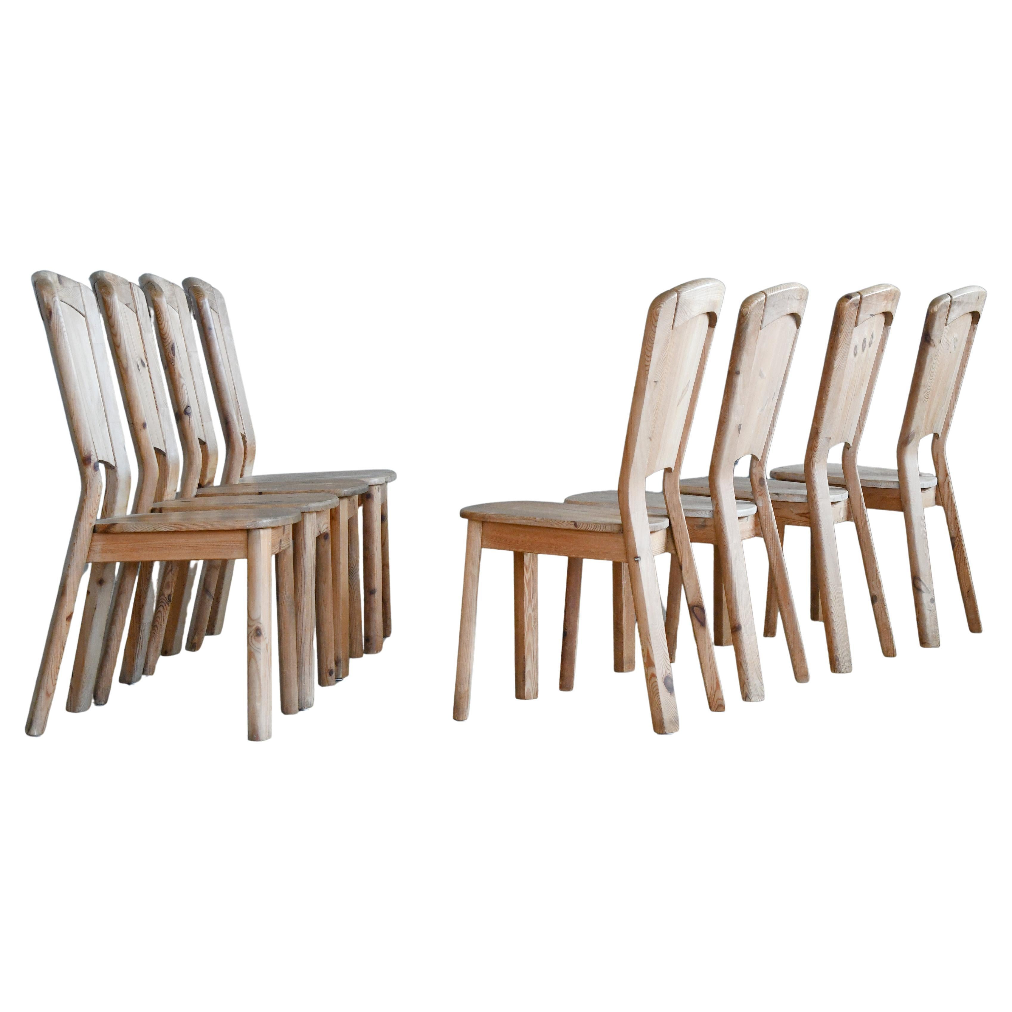 Set of 8 Pine Dining Chairs in the Style of Axel Einar-Hjorth, Carl Malmsten