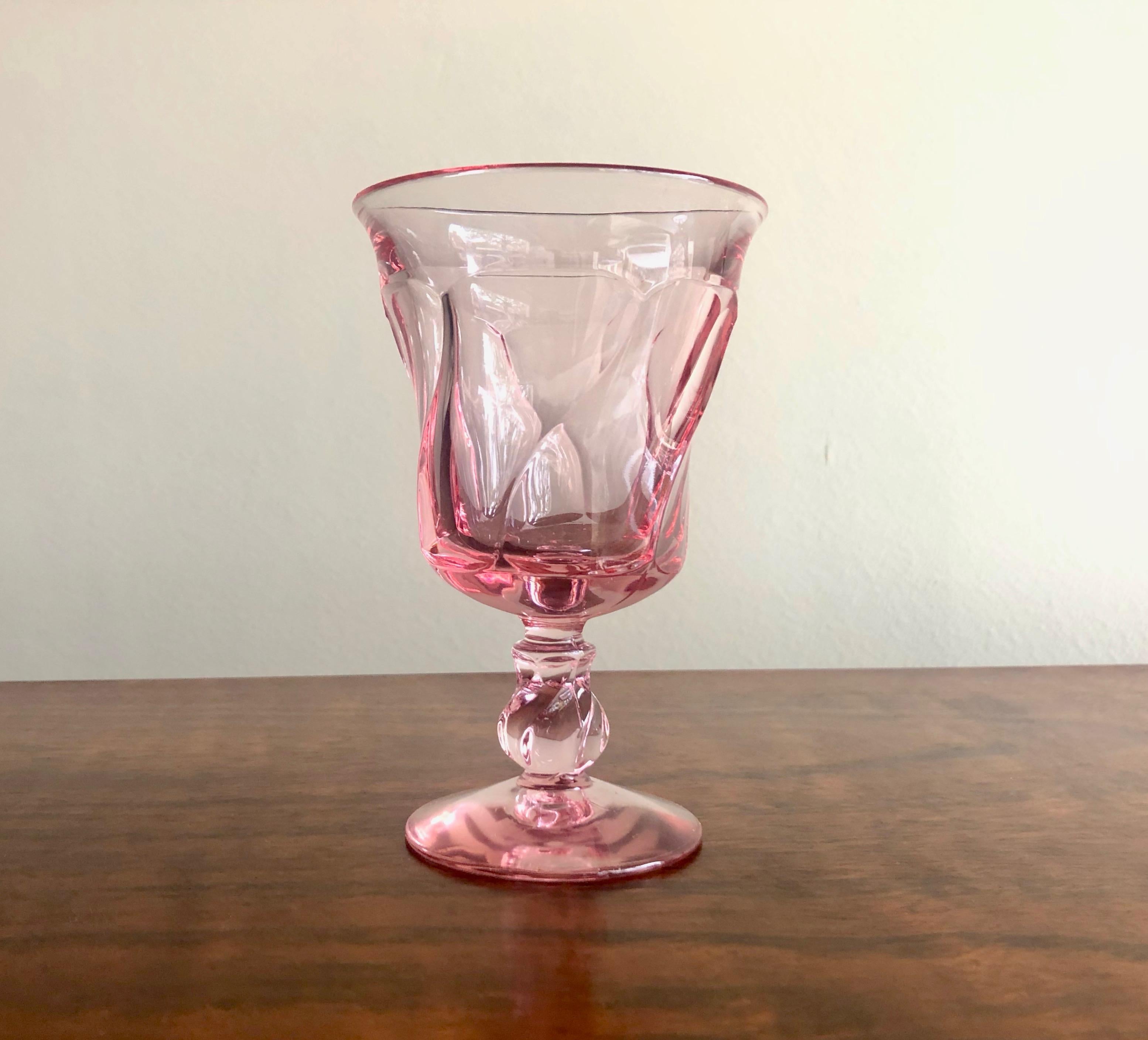 American Set of 8 Pink Fostoria Wine Glasses