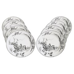 Set of 8 Plates, Aesthetic Movement Birds, Jacob Baggaley, 1880s