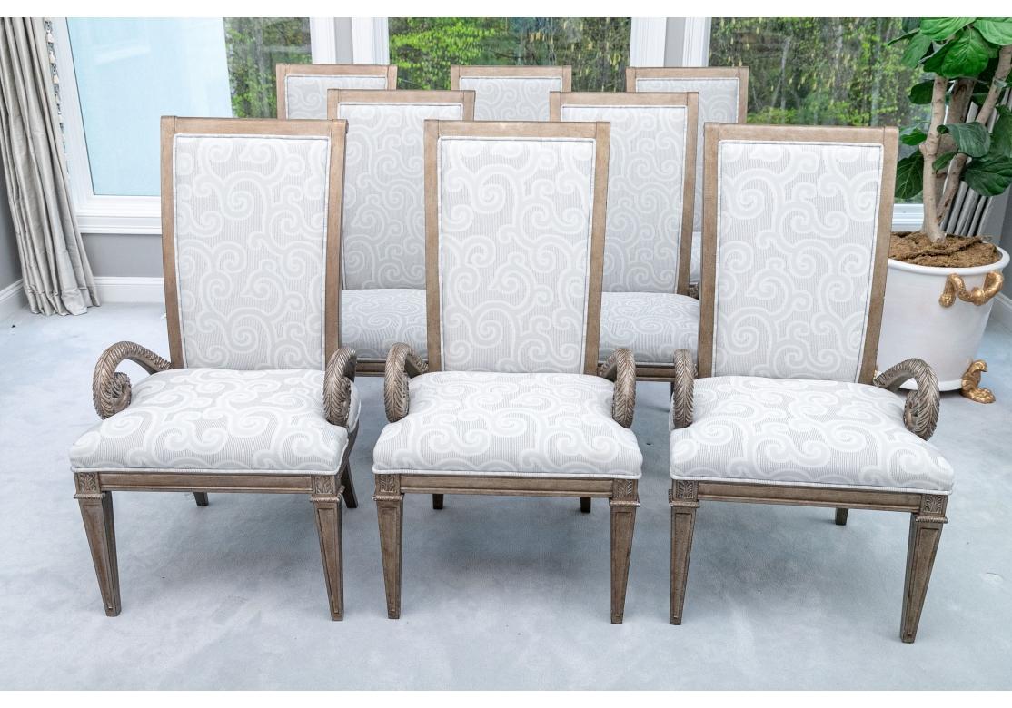 Mid-Century Modern Set of 8 Platt Collections La Upholstered Dining Chairs For Sale