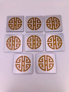 Set of 8 Polished Vintage Aluminum Givenchy Costers