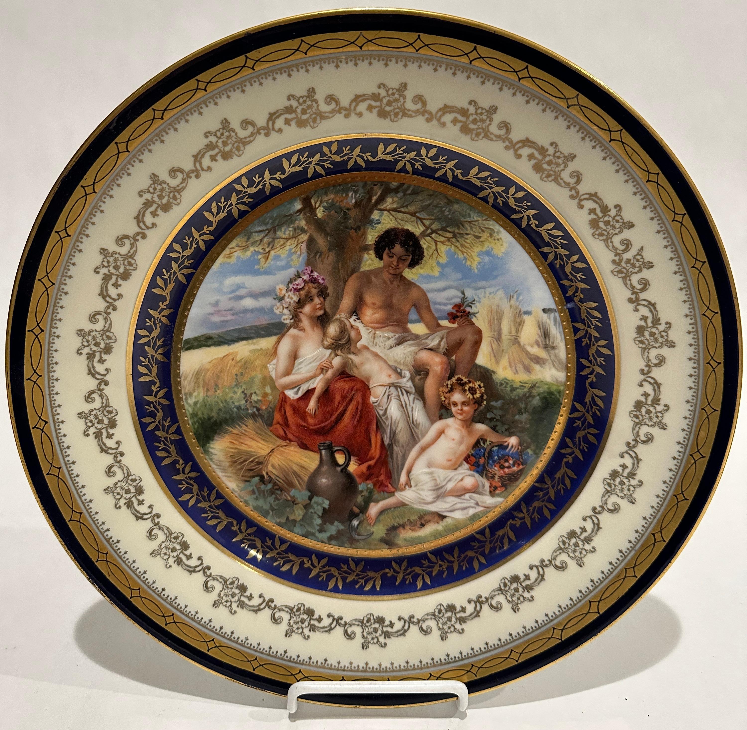 Set of 8 Porcelain Allegorical Scene Plates In Good Condition For Sale In Norwood, NJ