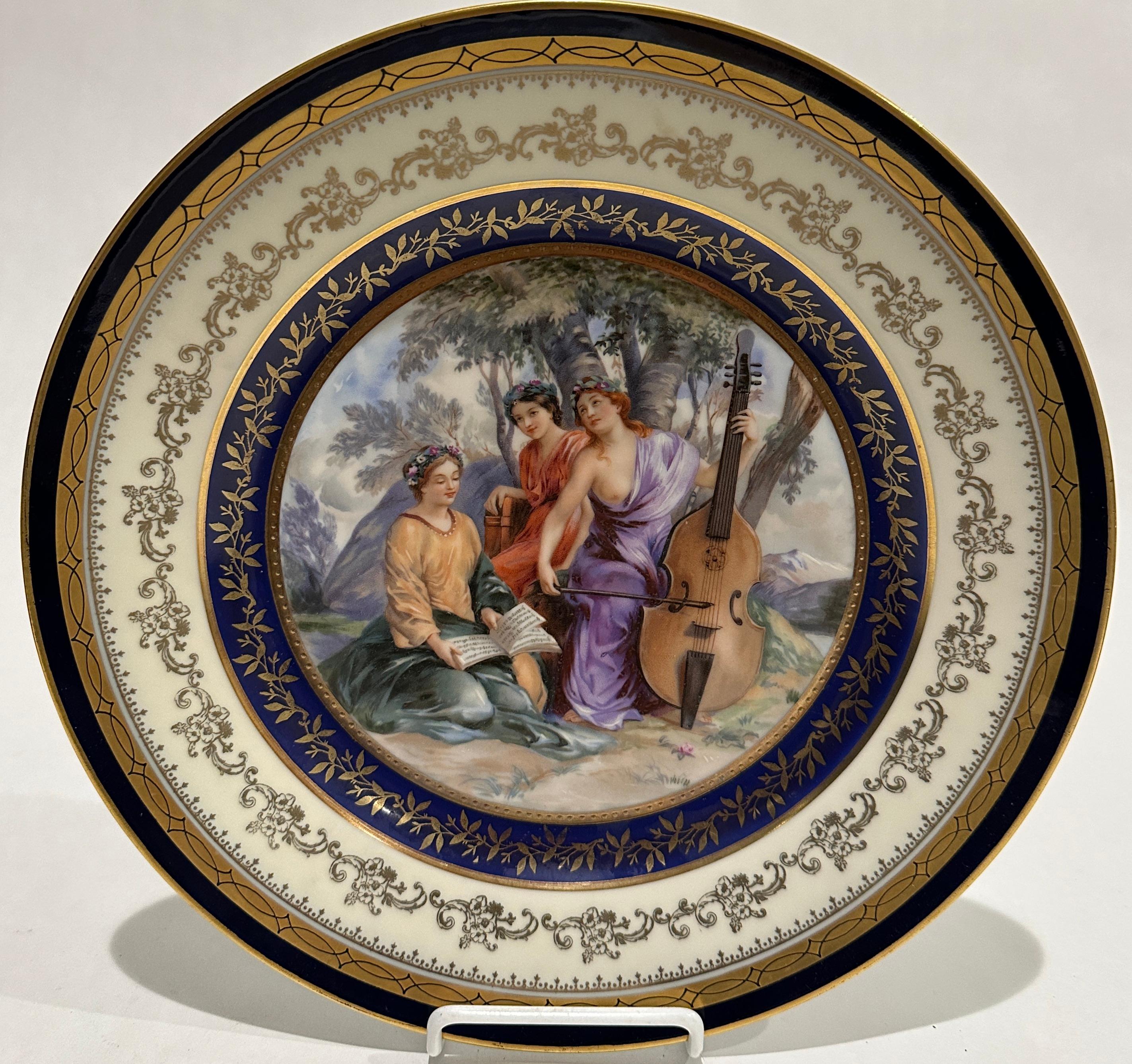 Early 20th Century Set of 8 Porcelain Allegorical Scene Plates For Sale
