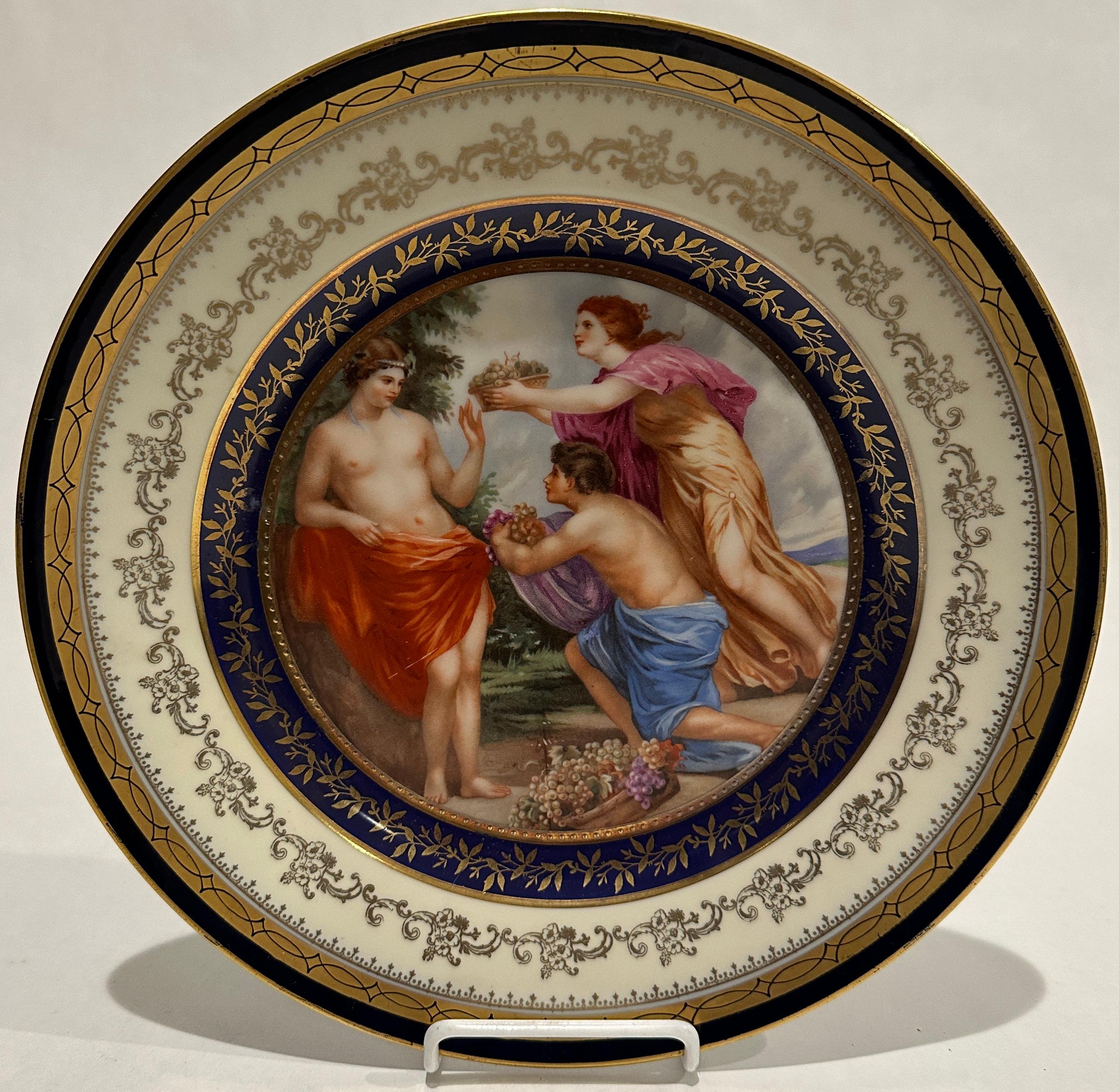Ceramic Set of 8 Porcelain Allegorical Scene Plates For Sale