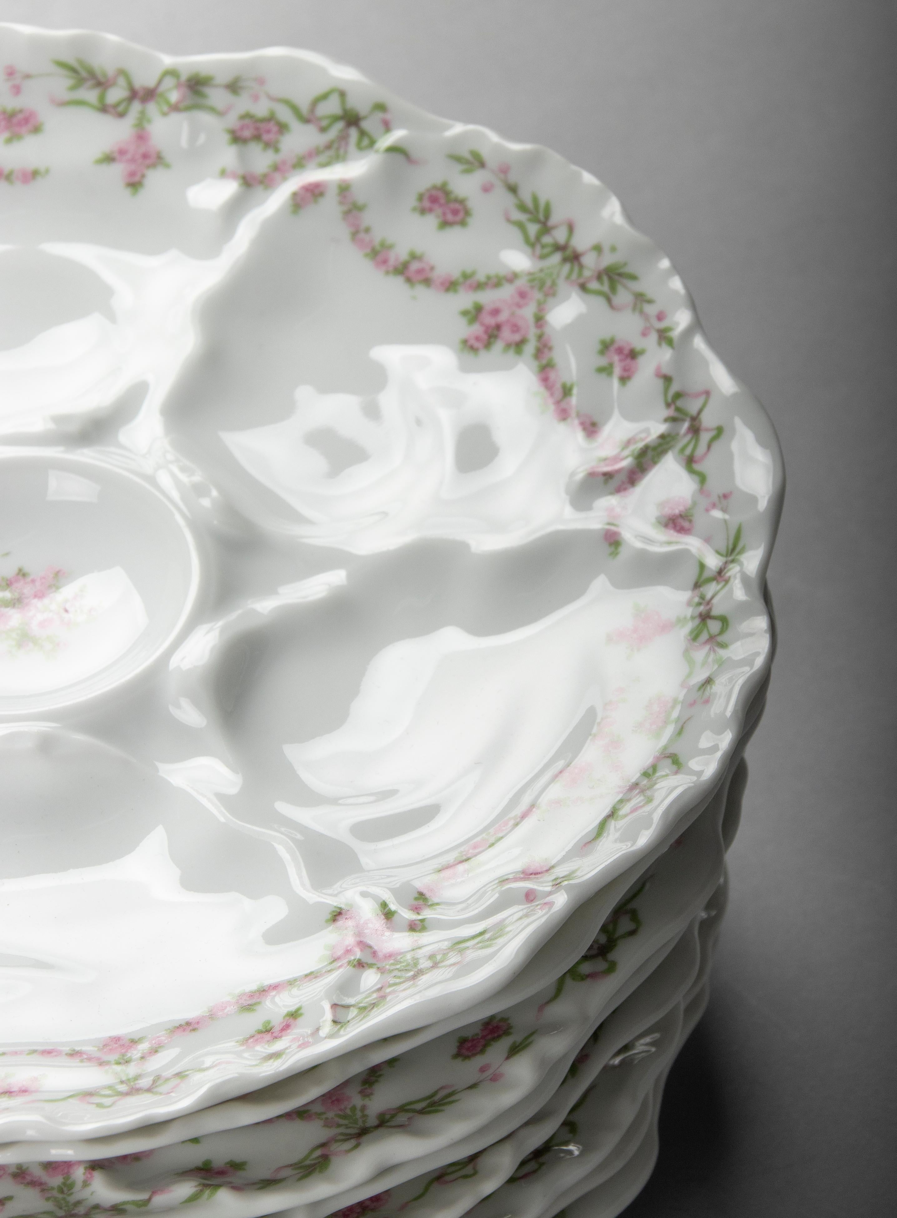 Set of 8 Porcelain Oyster Plates by Limoges 5