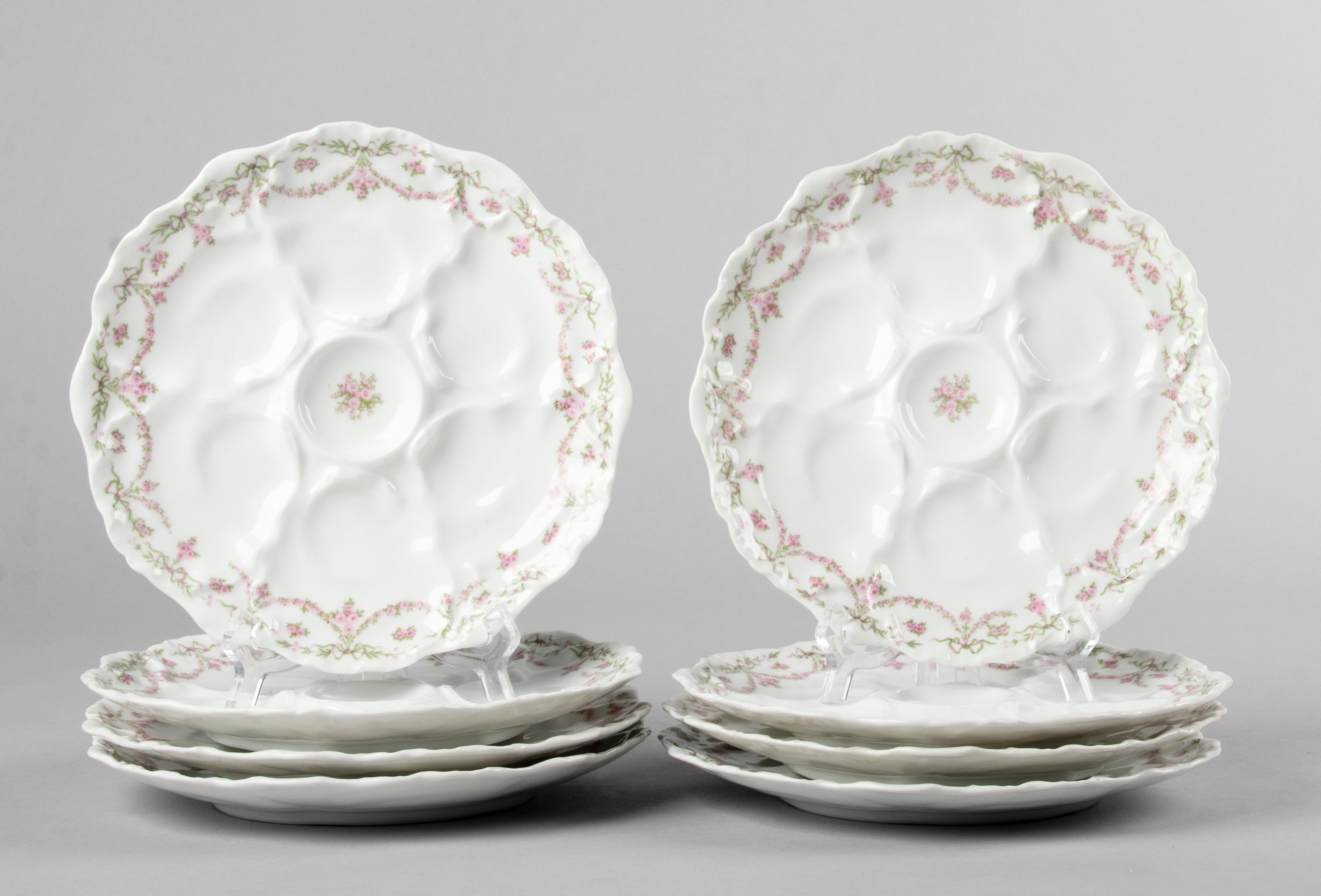 Set of 8 Porcelain Oyster Plates by Limoges 6