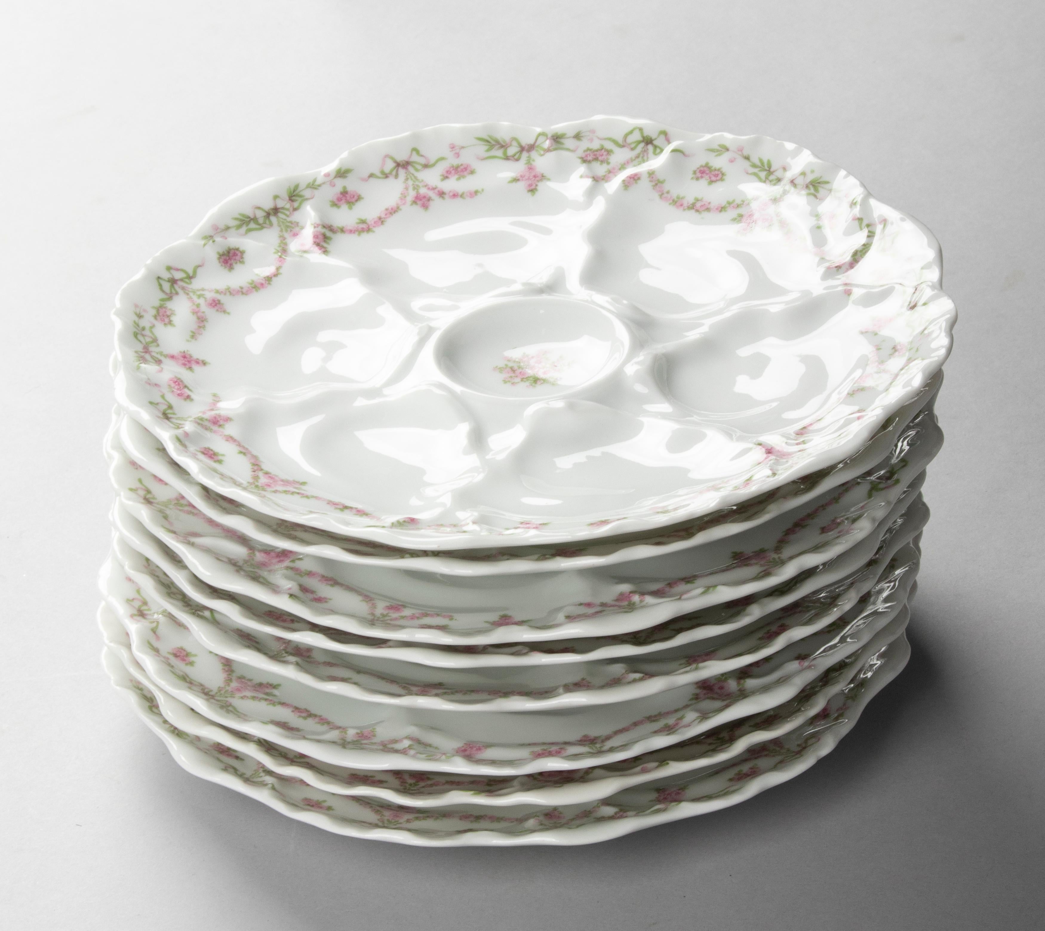 Set of 8 Porcelain Oyster Plates by Limoges 7