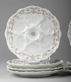 Set of 8 Porcelain Oyster Plates by Limoges